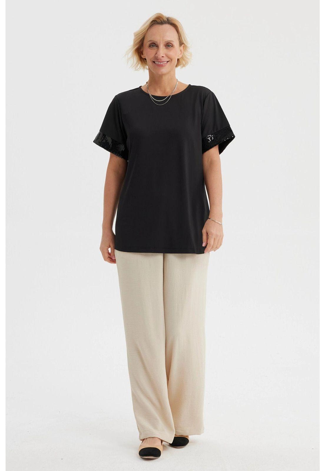 Polera Mujer Aplicación Encaje Negro-3