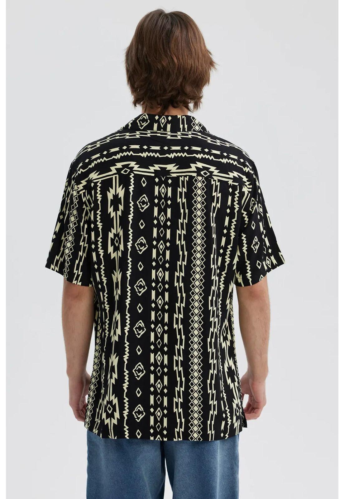 Camisa Hombre Full Print Negro - VIII-2