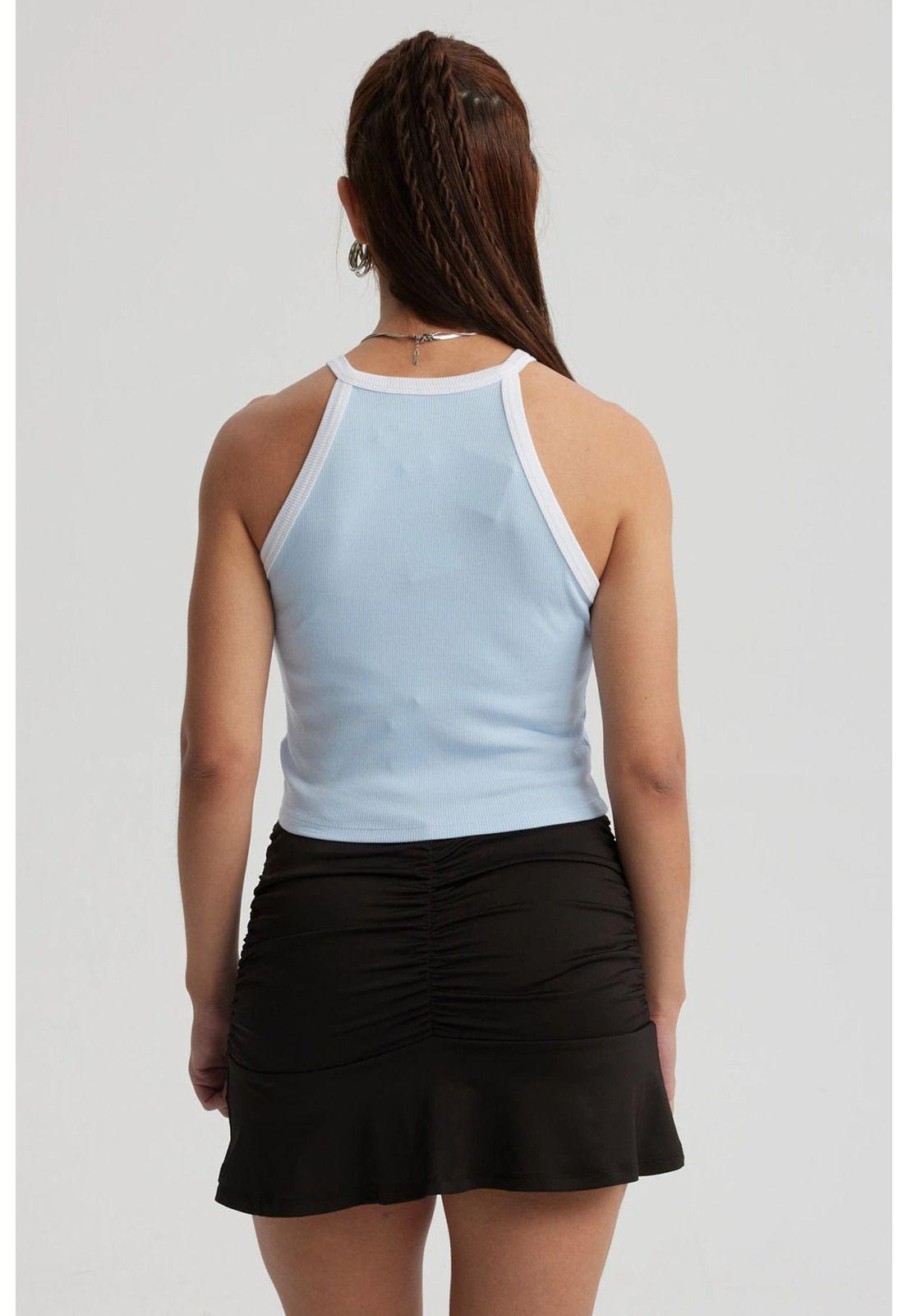 Polera Mujer Cuello Halter Celeste Claro-2