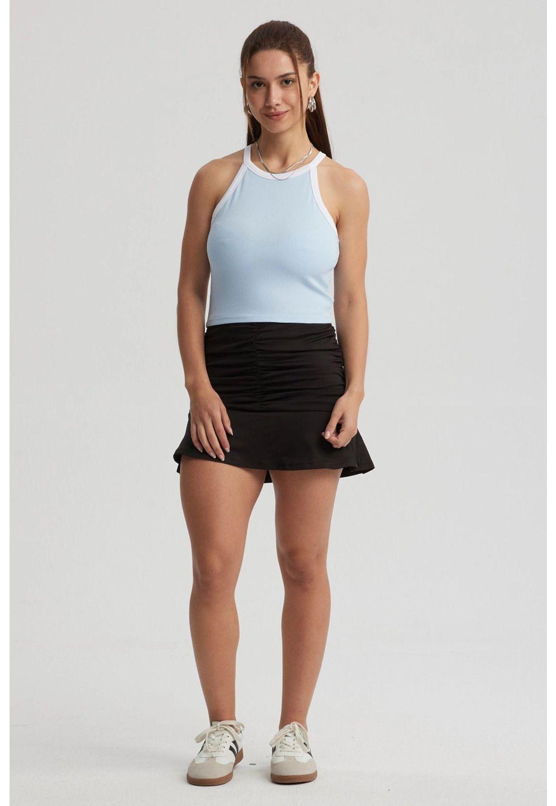 Polera Mujer Cuello Halter Celeste Claro-3