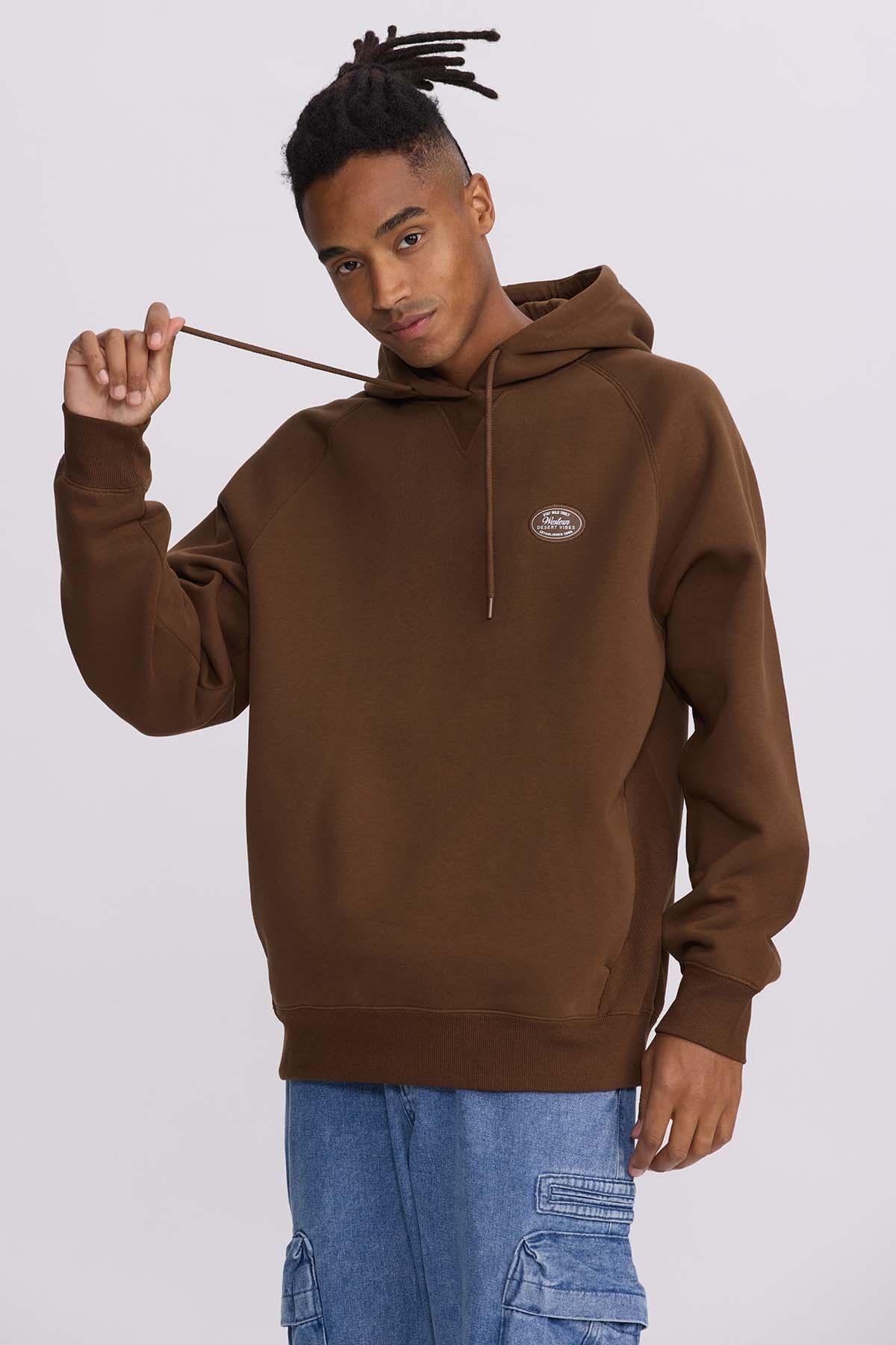 Polerón Hombre Hoodie Aplicación Chocolate-0