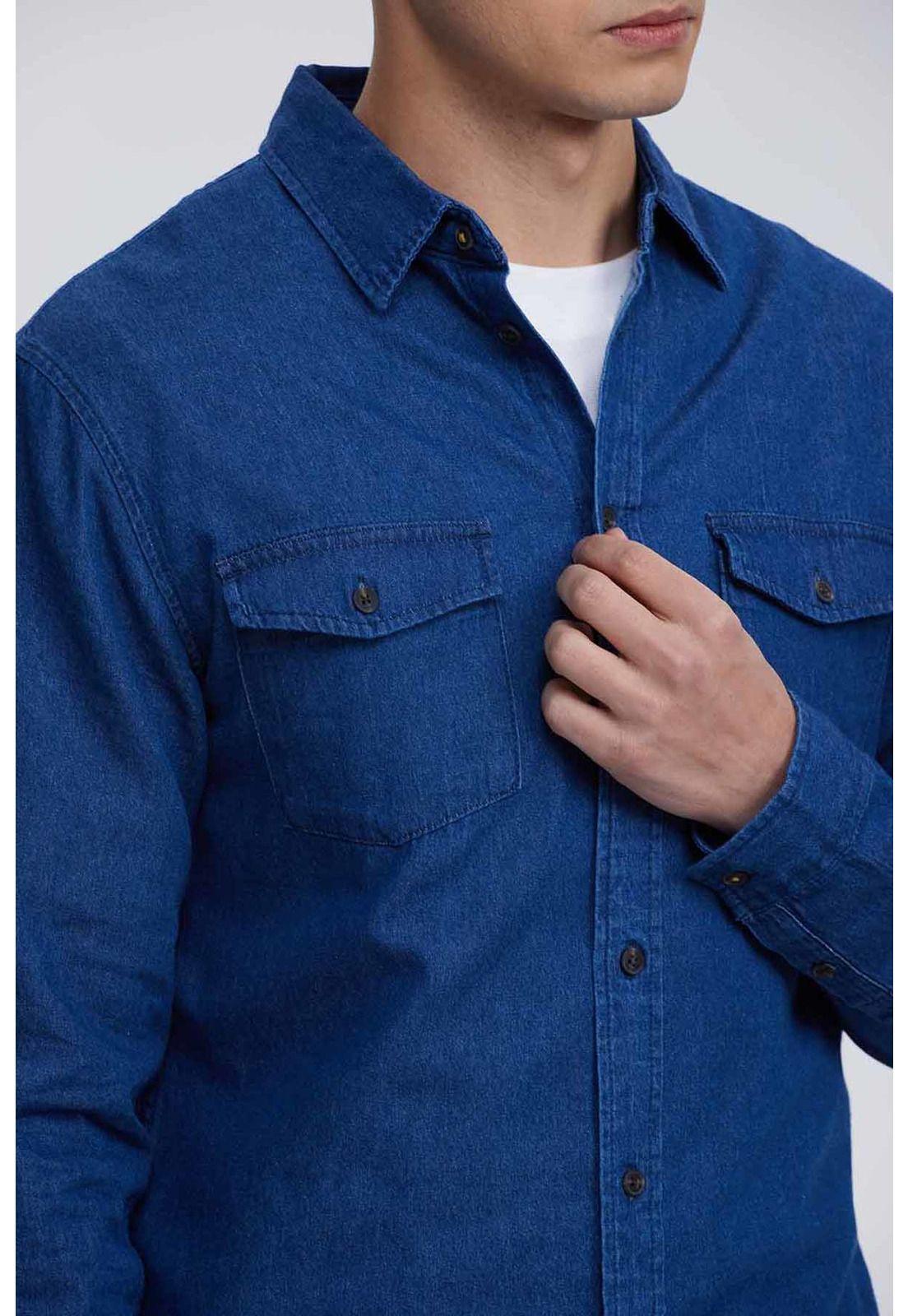 Camisa Hombre Clásica Dallas Azul - lll-3