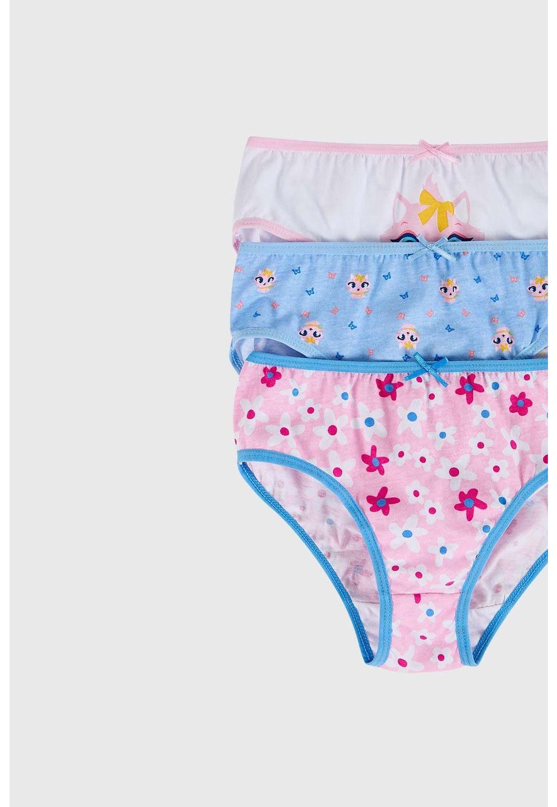 Calzón Niña Tripack Niña Print Celeste-1