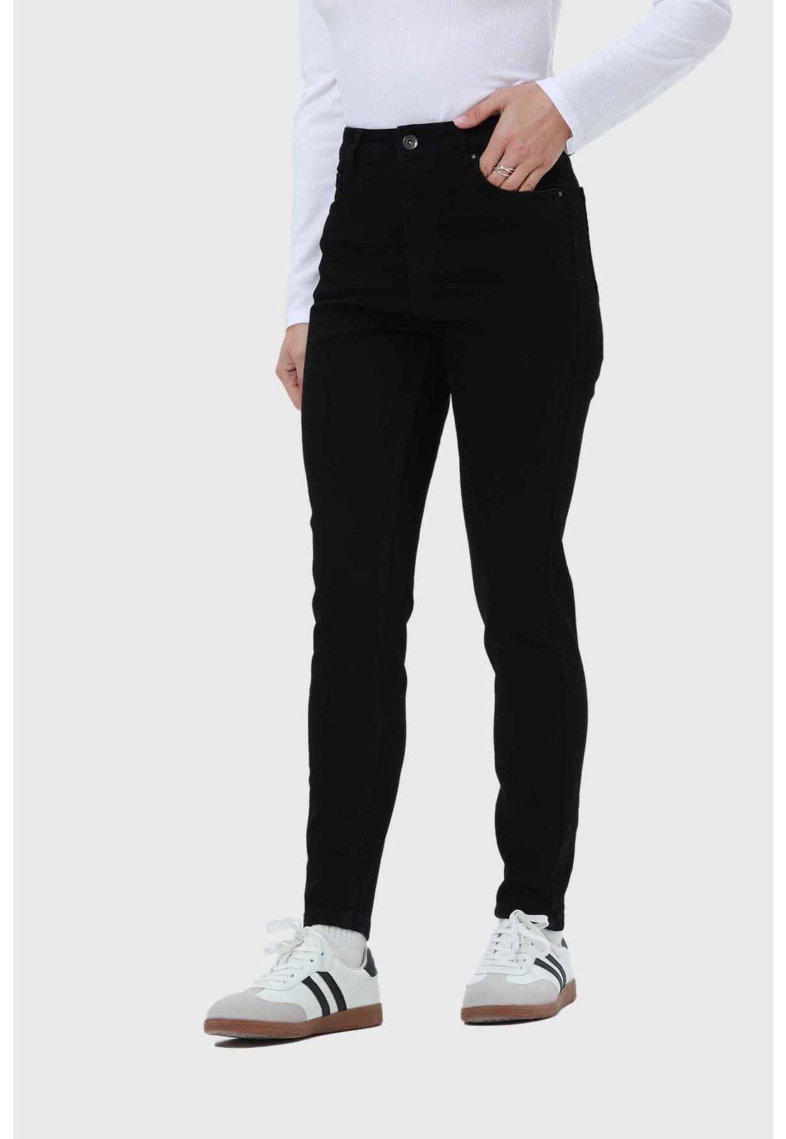 Jeans Mujer Skinny Con Polar Negro - ll-1