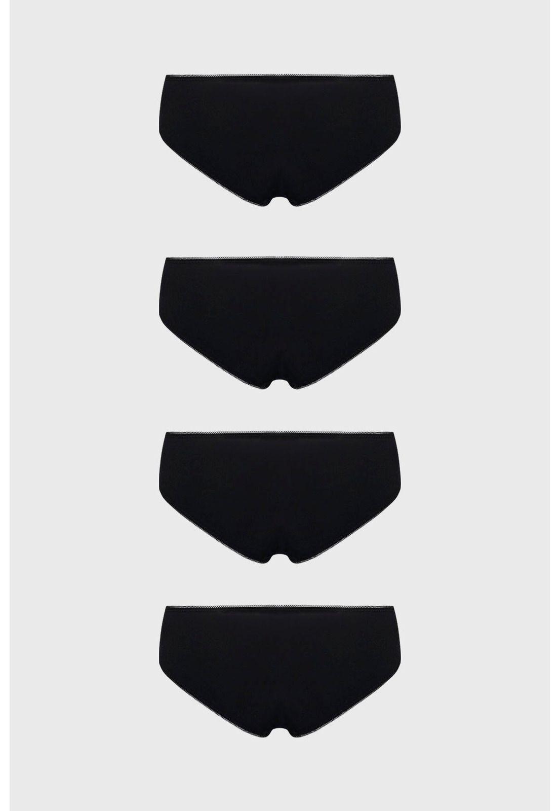 Calzón Mujer Pack4 Bikini Liso Negro-1