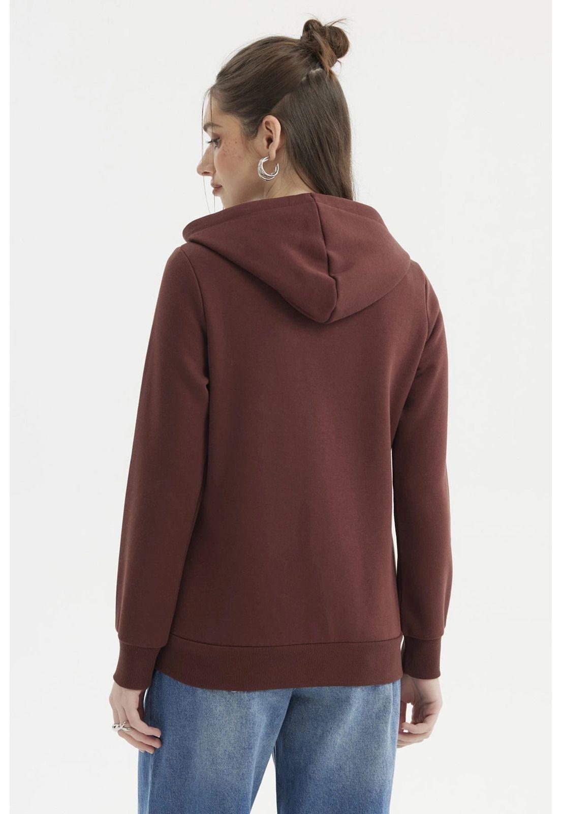 Polerón Mujer Abierto Hodie Café-2