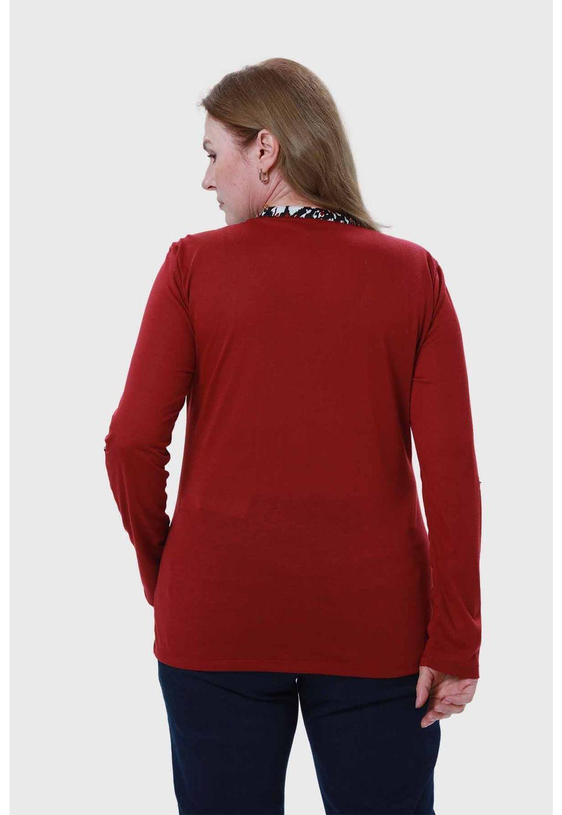 Polera Mujer Cuello Abotonado Guinda-2