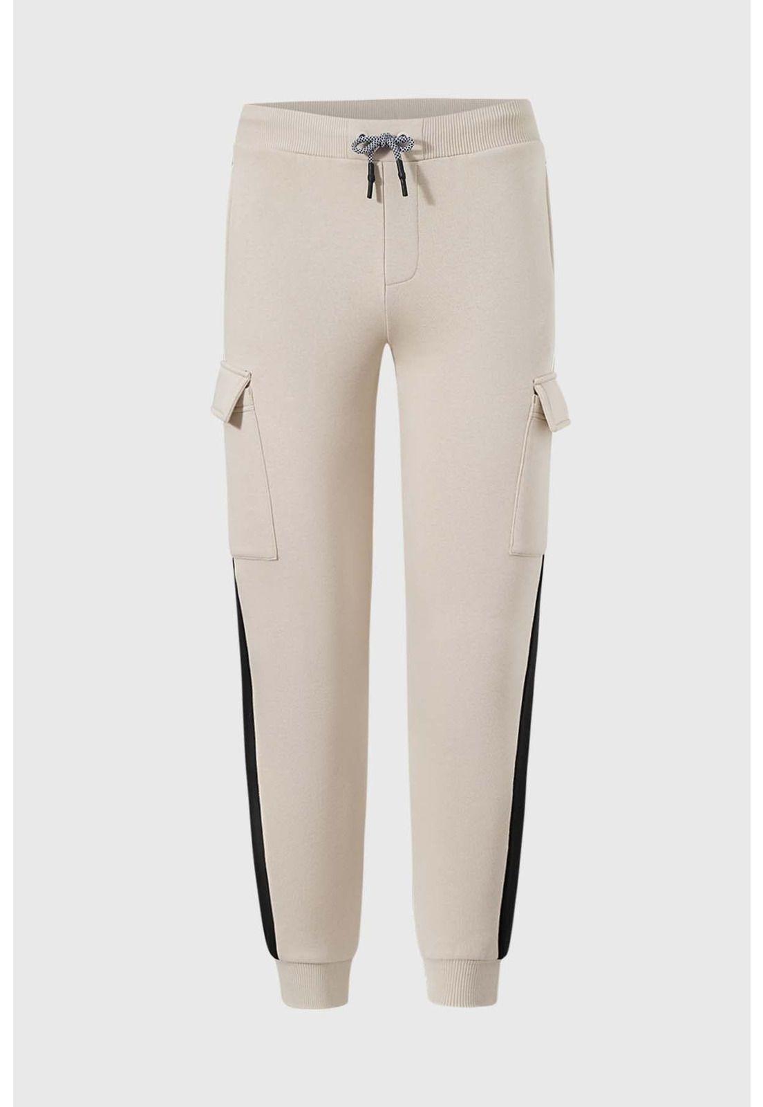 Pantalón Buzo Niño Cargo Jogger Crudo-0