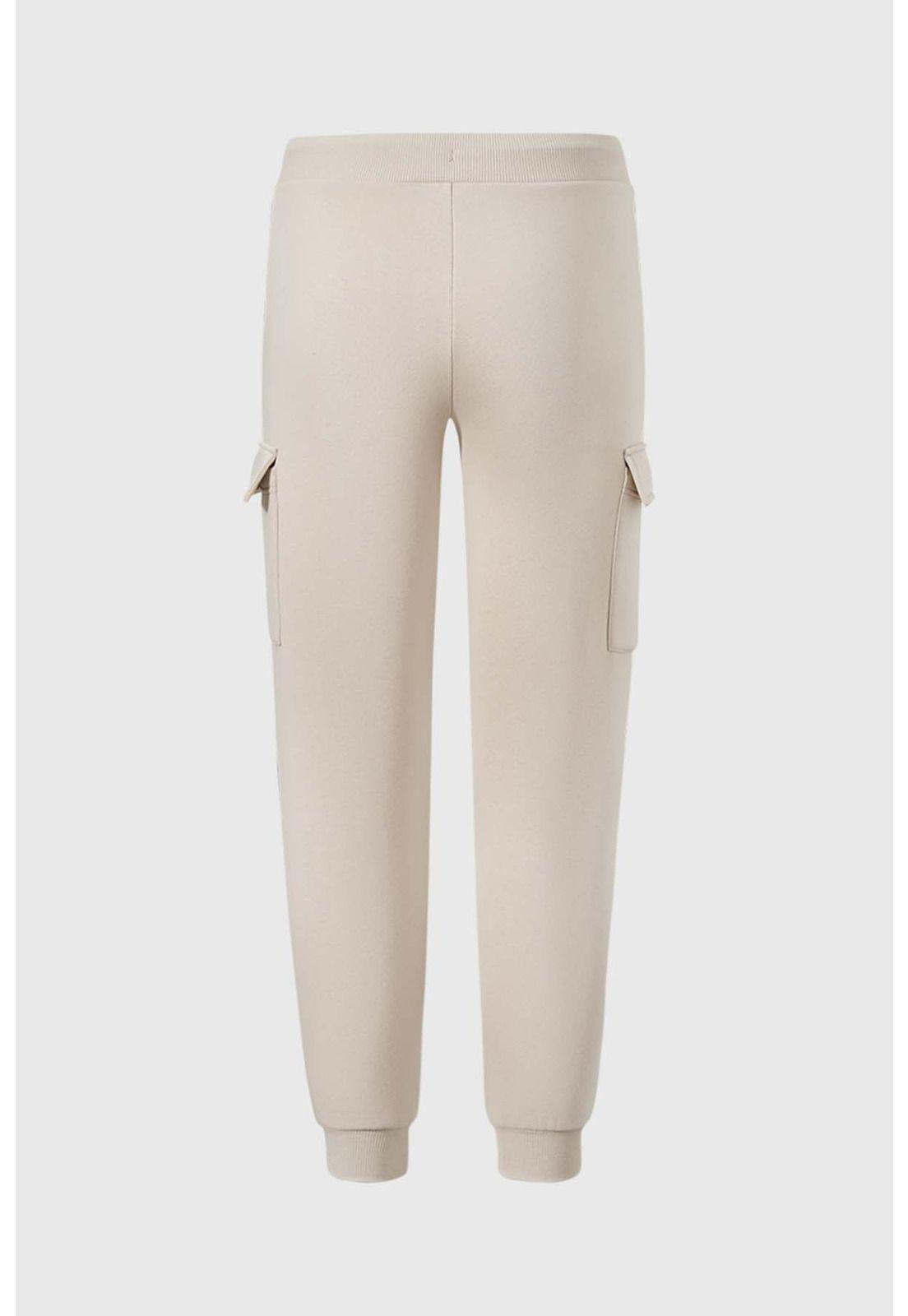 Pantalón Buzo Niño Cargo Jogger Crudo-1