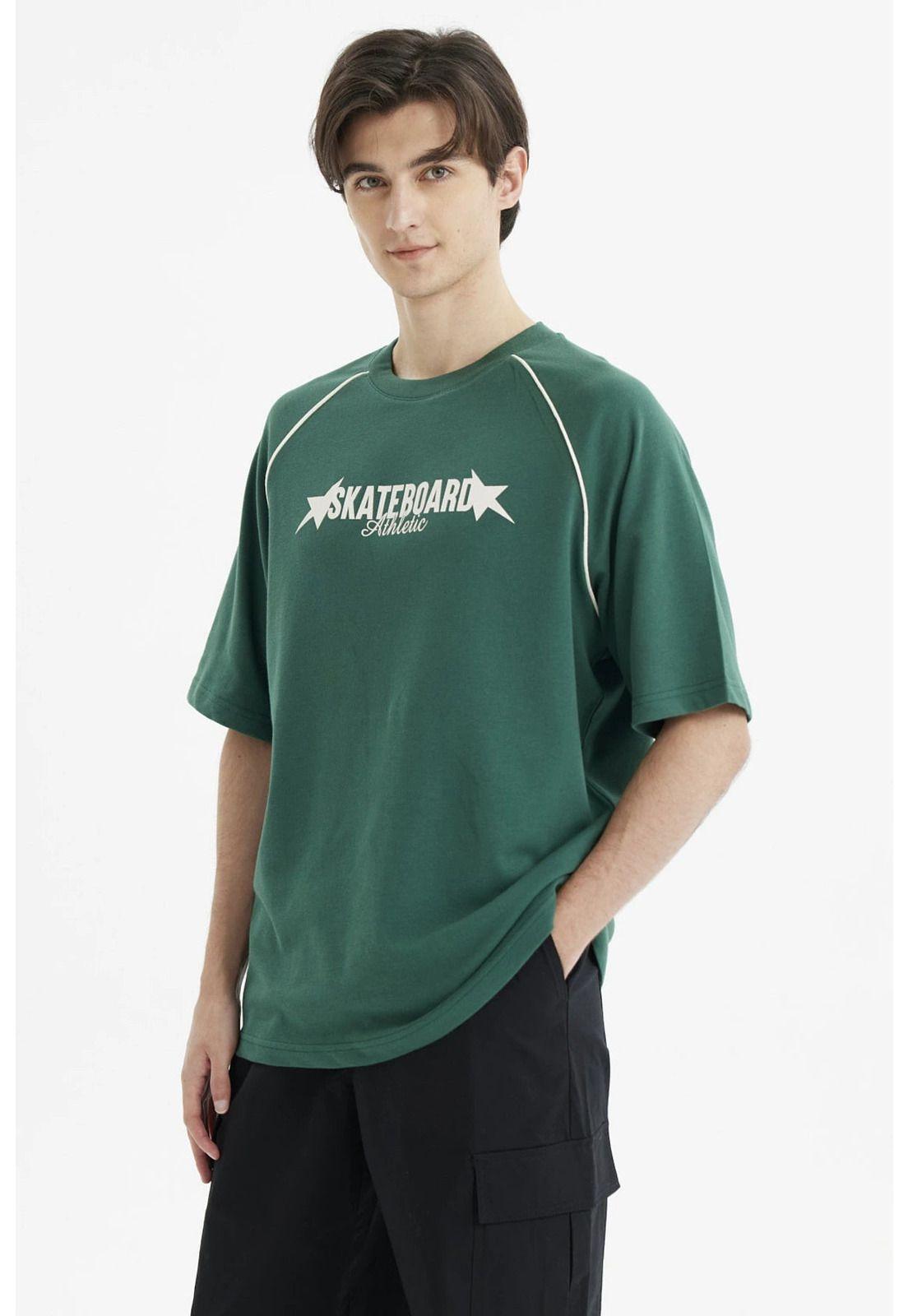 Polera Hombre Oversize Print Verde-1