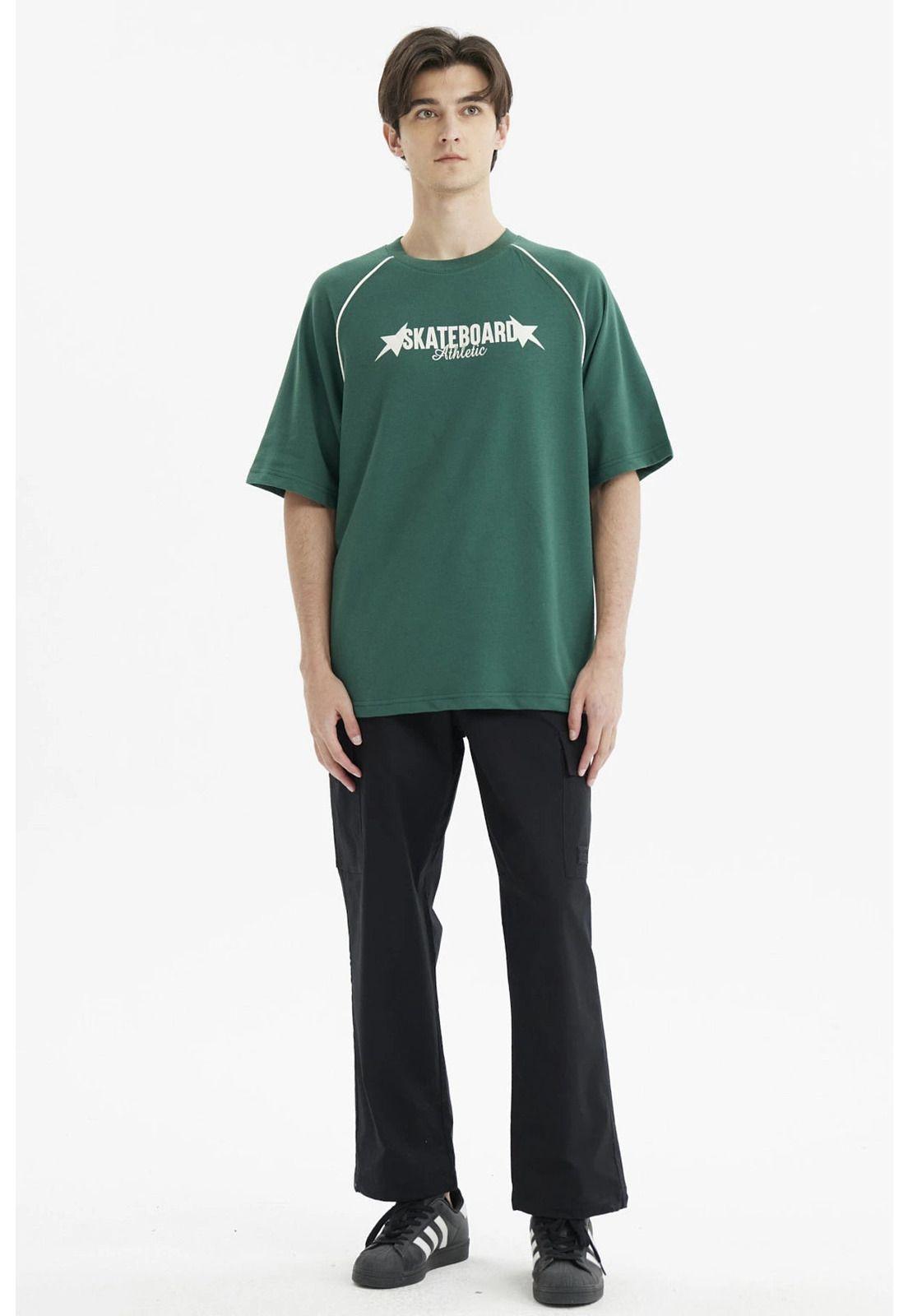 Polera Hombre Oversize Print Verde-3