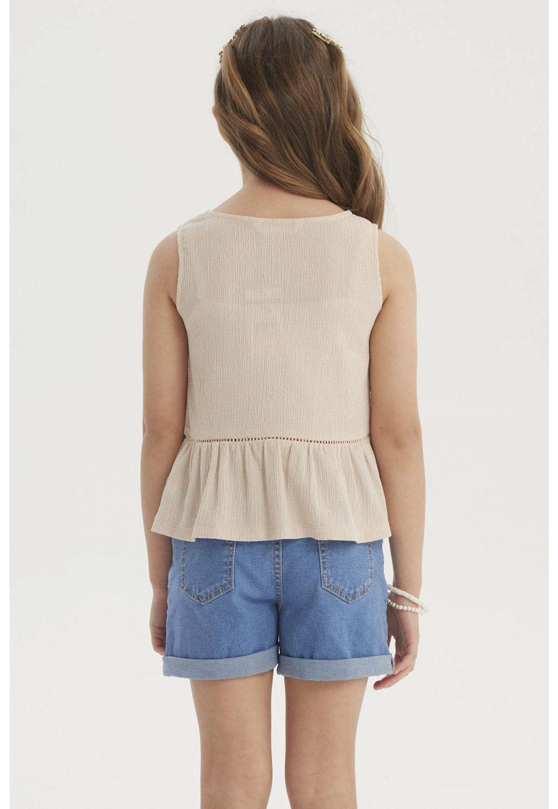 Polera Niña Con Cintas Beige-2