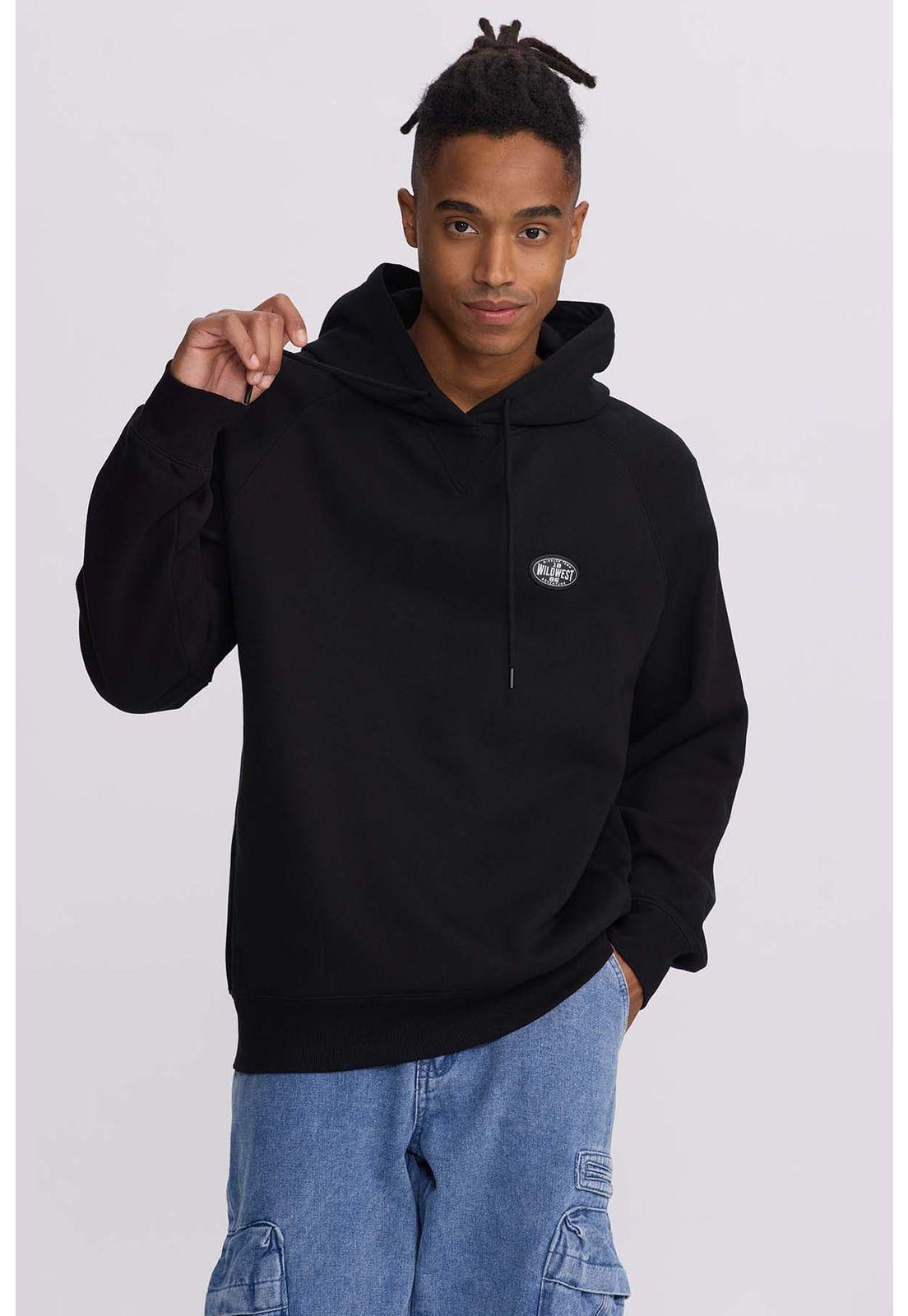 Polerón Hombre Hoodie Aplicación Negro-0