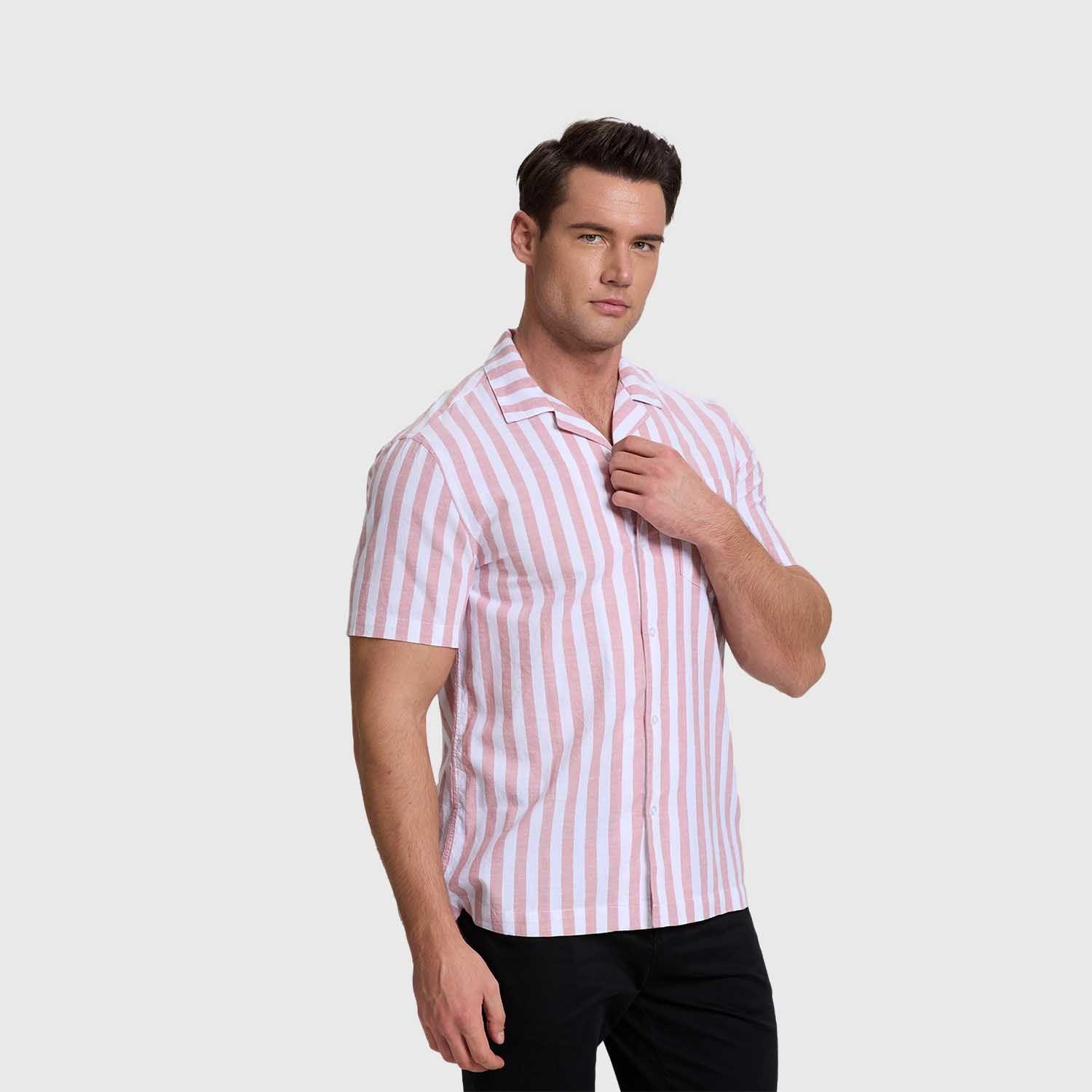 Camisa Hombre Rayas Rojo Fashion's Park-1