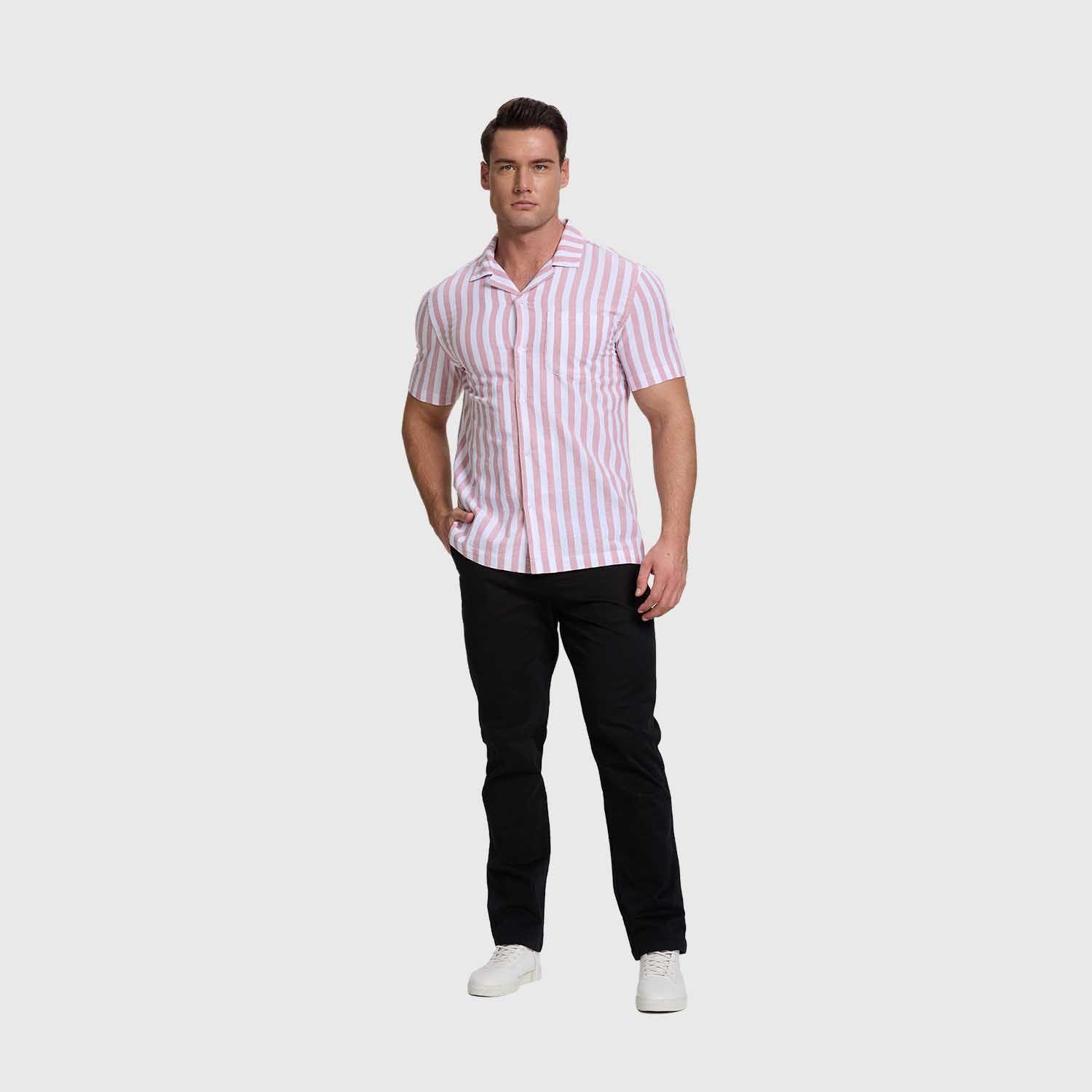 Camisa Hombre Rayas Rojo Fashion's Park-3