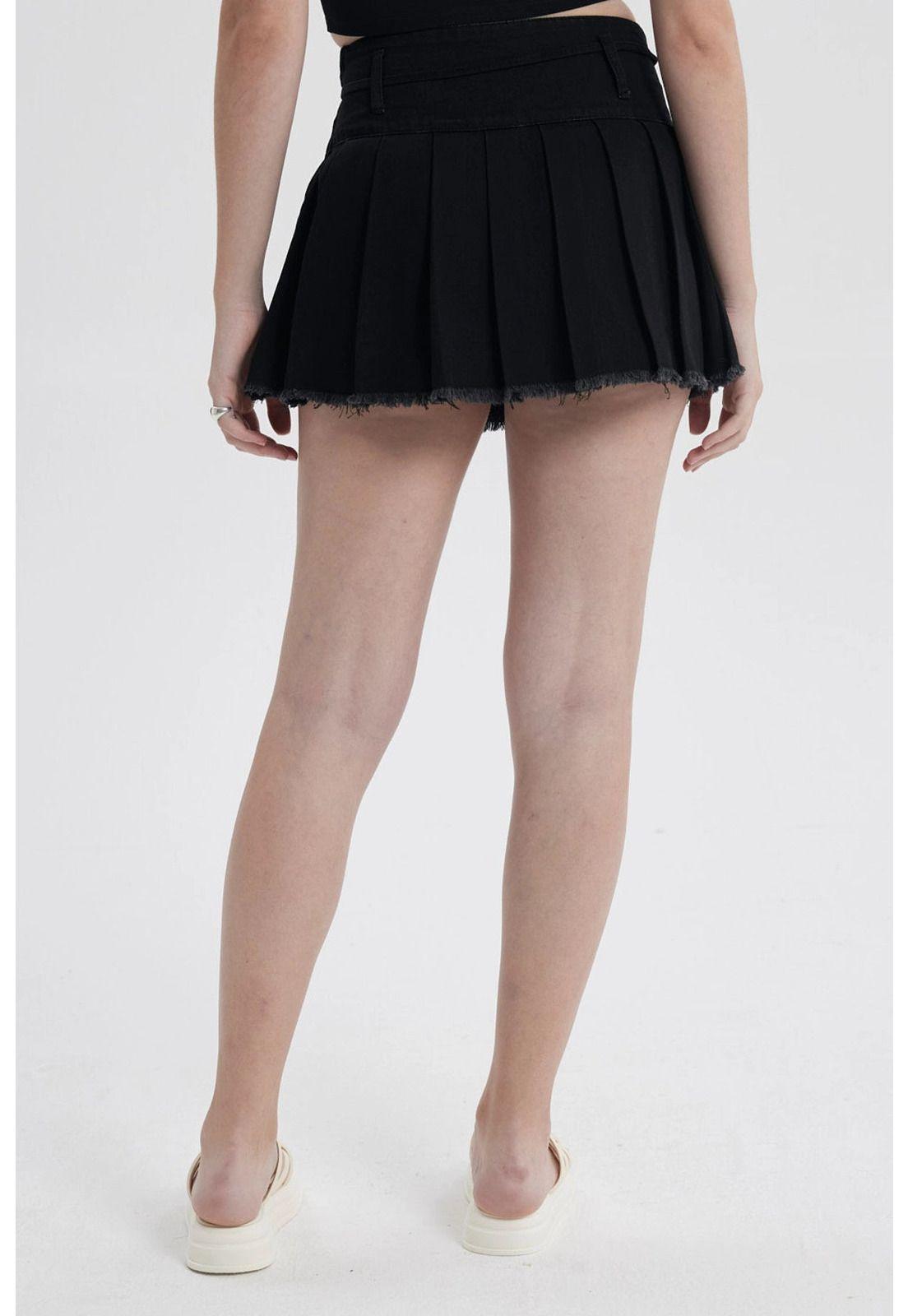 Falda Mujer Tableada Negro-1