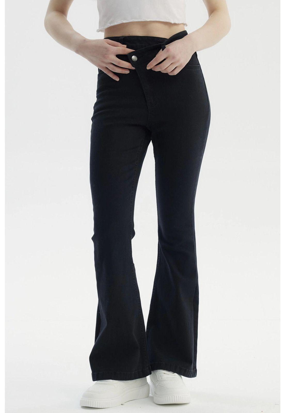 Jeans Mujer Moda Flare Negro - Vlll-0