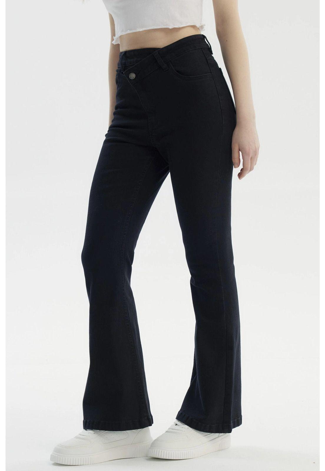 Jeans Mujer Moda Flare Negro - Vlll-1