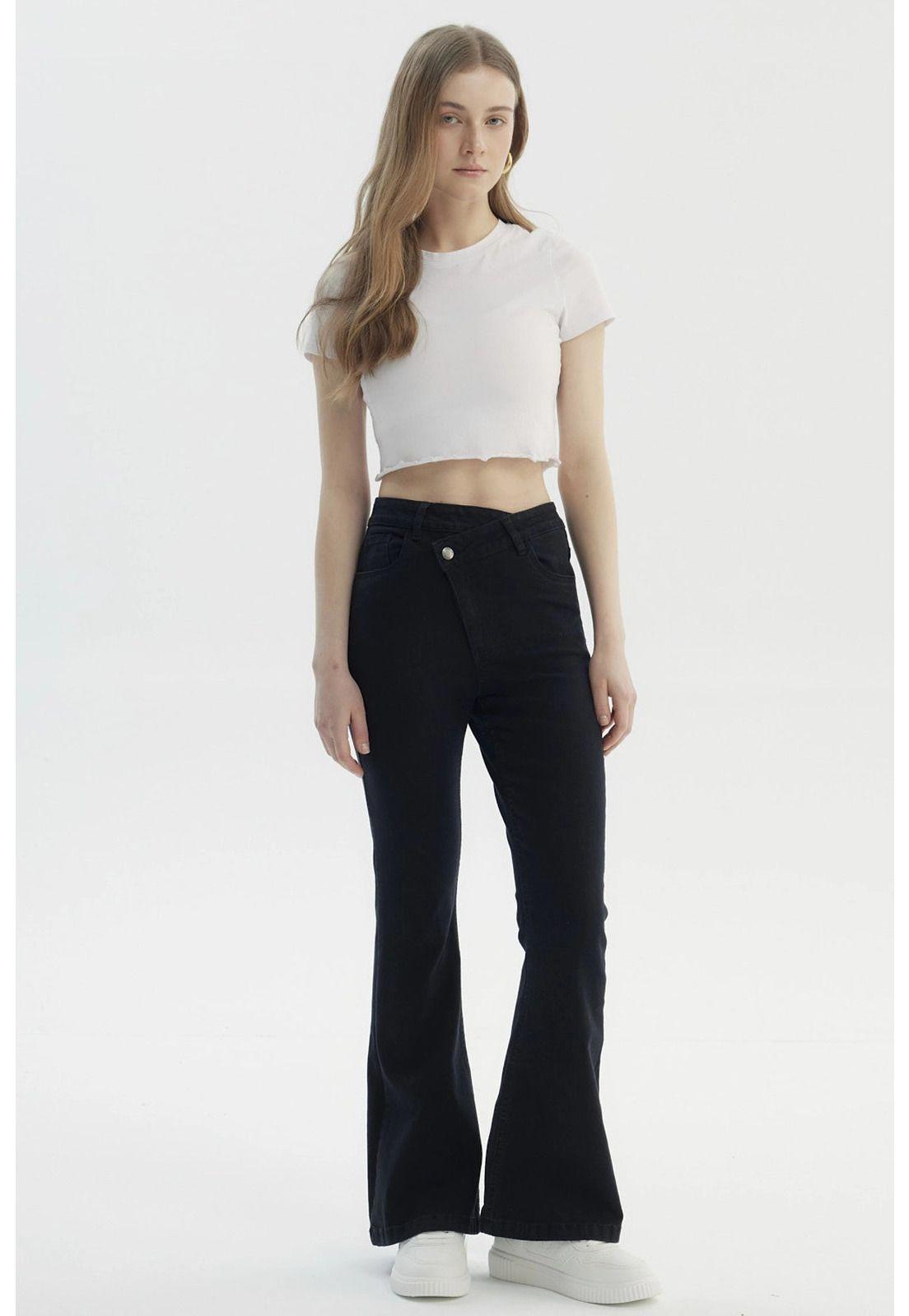 Jeans Mujer Moda Flare Negro - Vlll-3