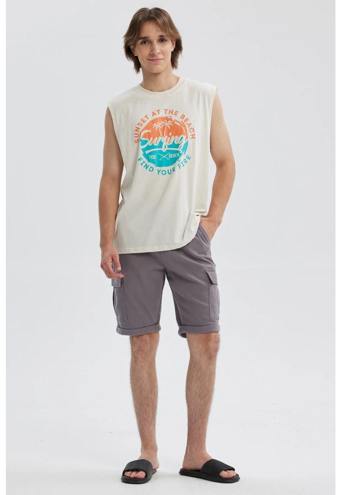 Polera Hombre Print Beige - lV-3