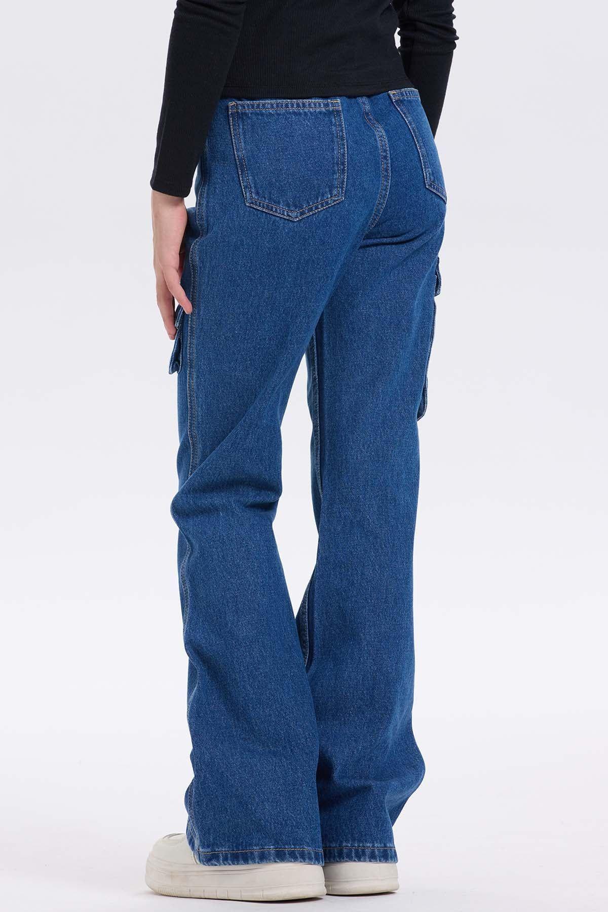 Jeans Niña Cargo Fit Flare Azul-2