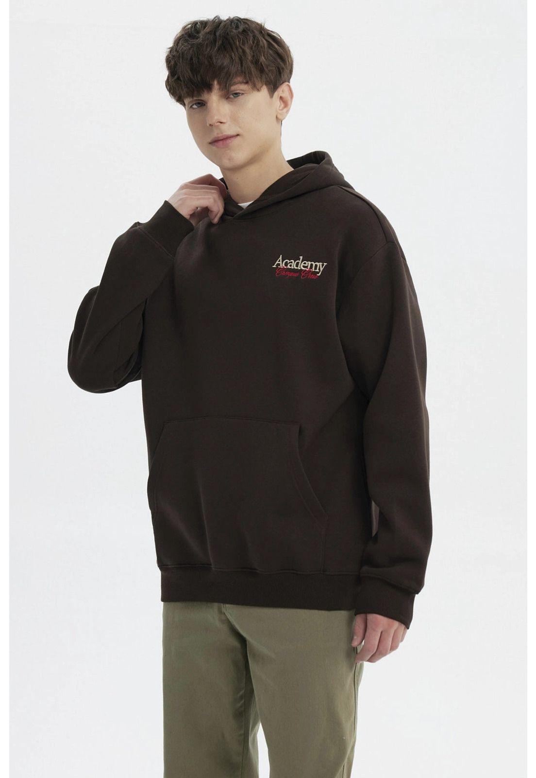 Polerón Hombre Slim Con Gorro Chocolate - ll-2