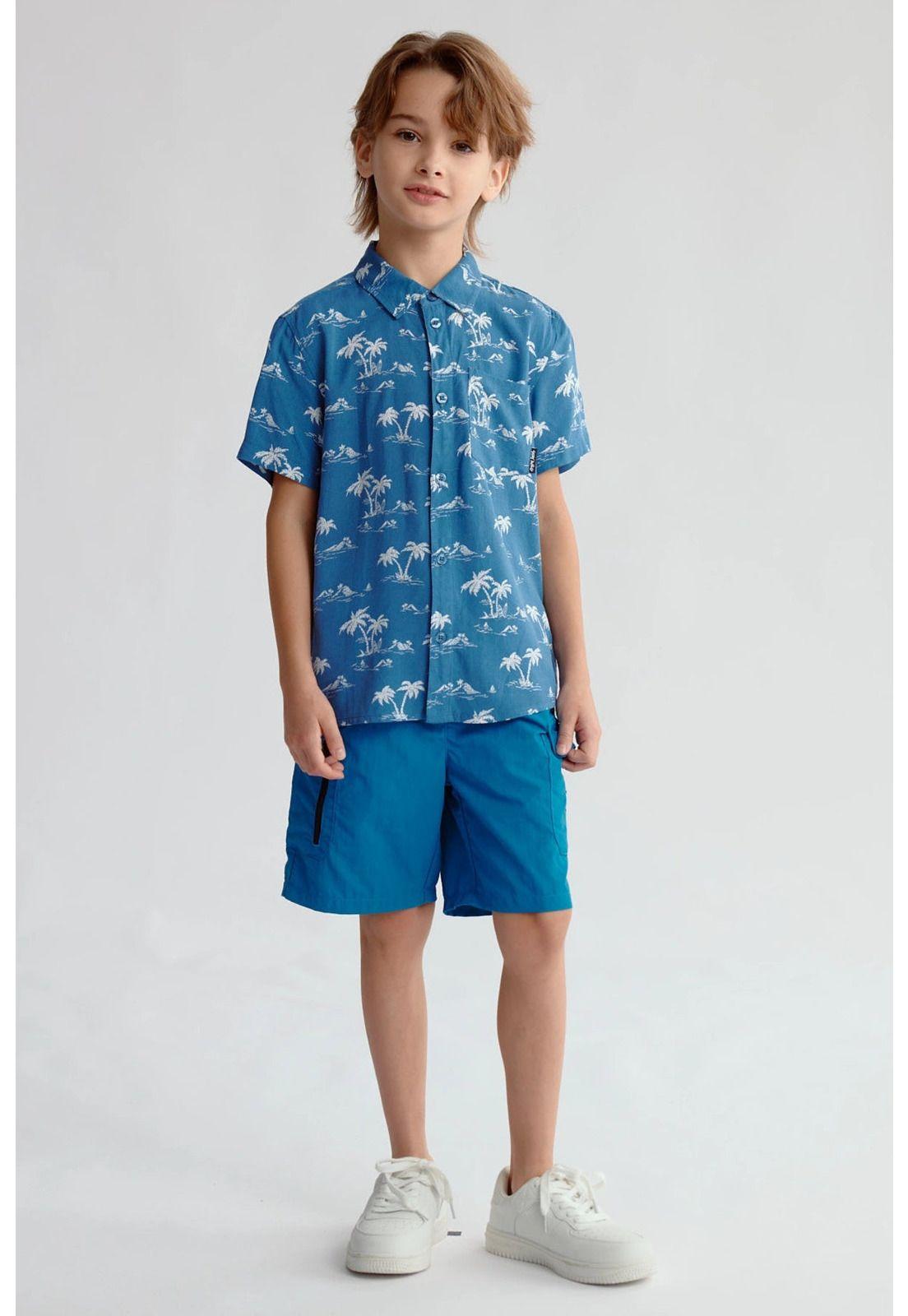 Camisa Niño Guayabera Azul-3