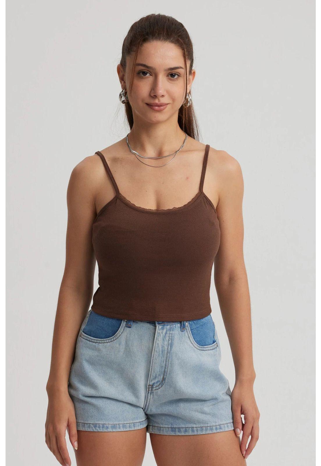 Peto Mujer Encaje Crop Amarillo-0