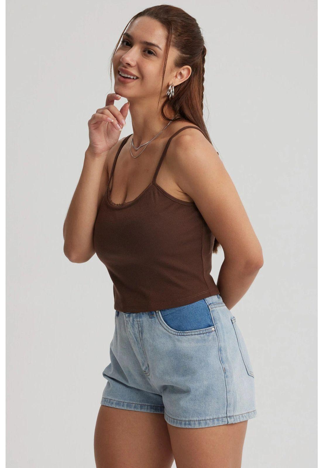 Peto Mujer Encaje Crop Amarillo-1