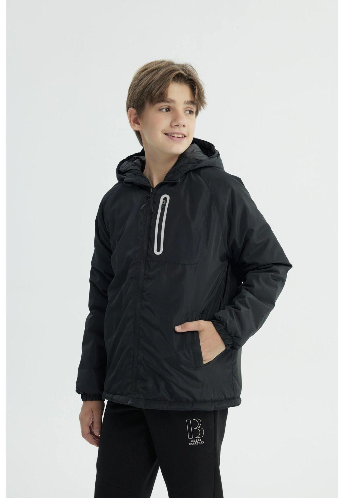 Chaqueta Niño Con Gorro Negro-1