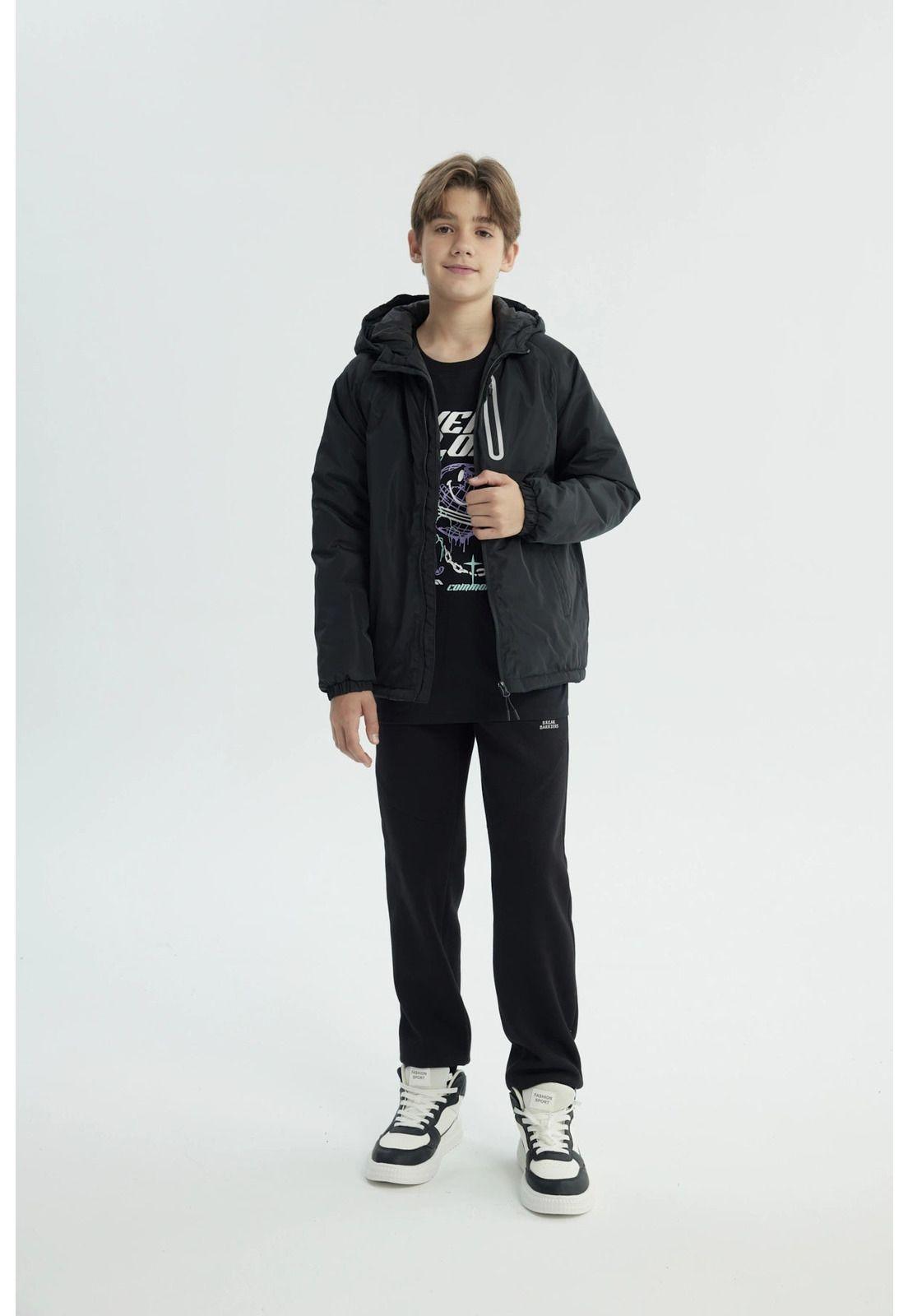 Chaqueta Niño Con Gorro Negro-3