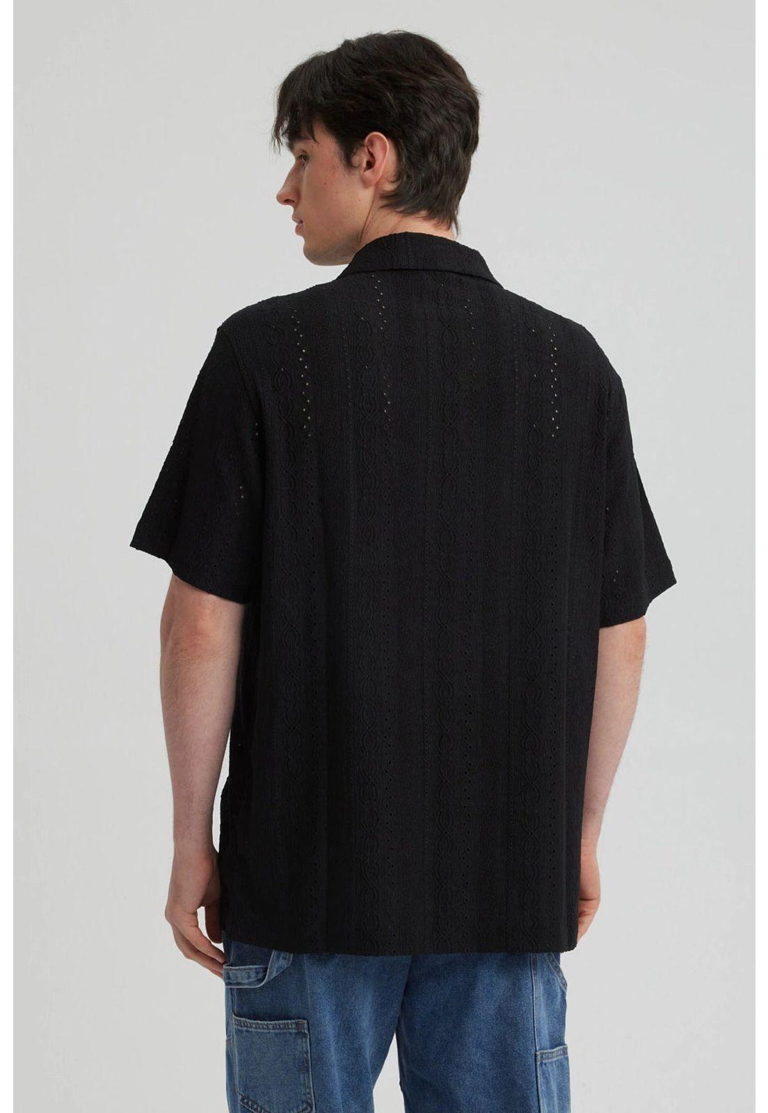 Camisa Hombre Textura Negro - ll-6