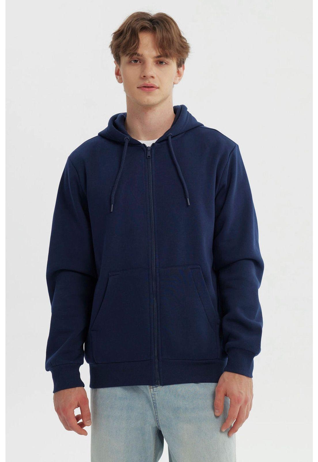 Polerón Hombre Full Zipper Basico Azul-0