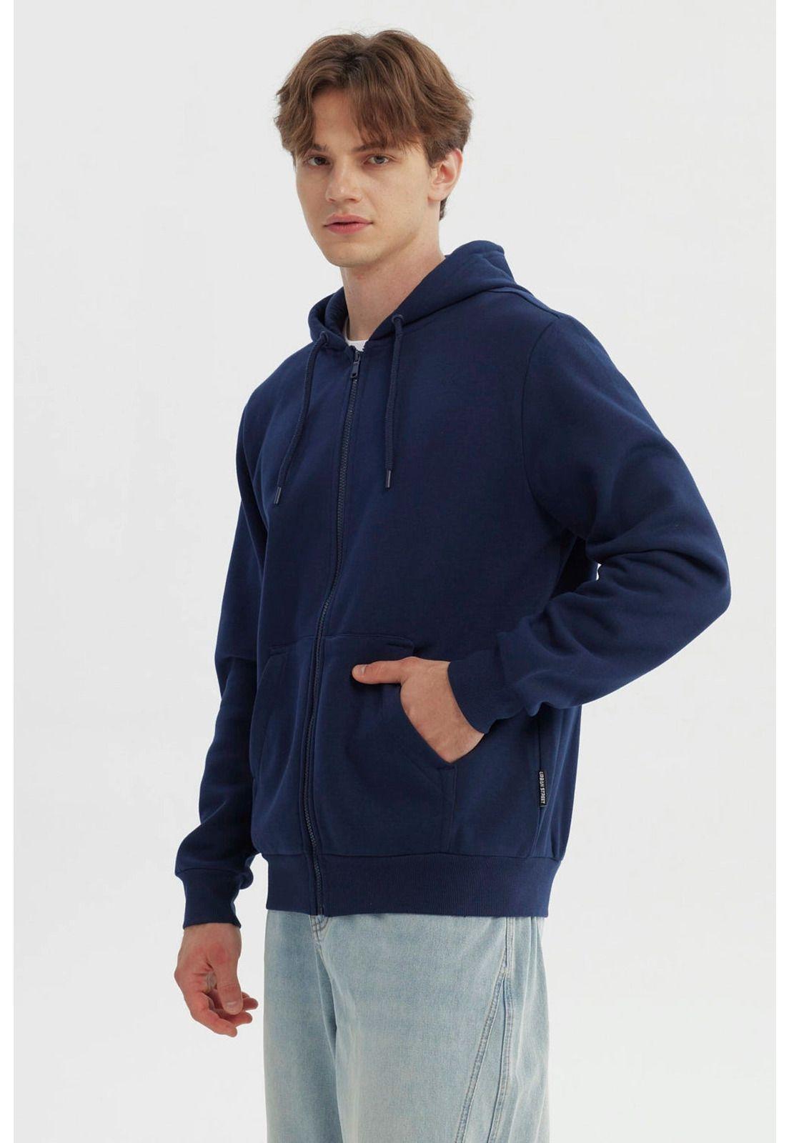 Polerón Hombre Full Zipper Basico Azul-1