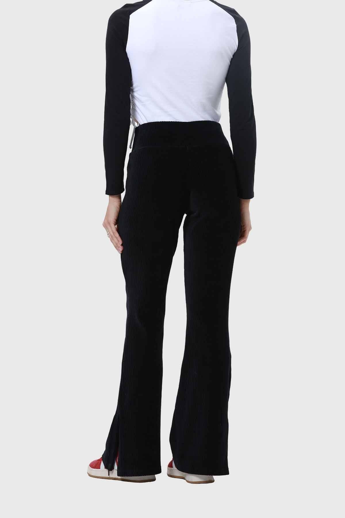 Pantalón Mujer Cotelón Negro-2