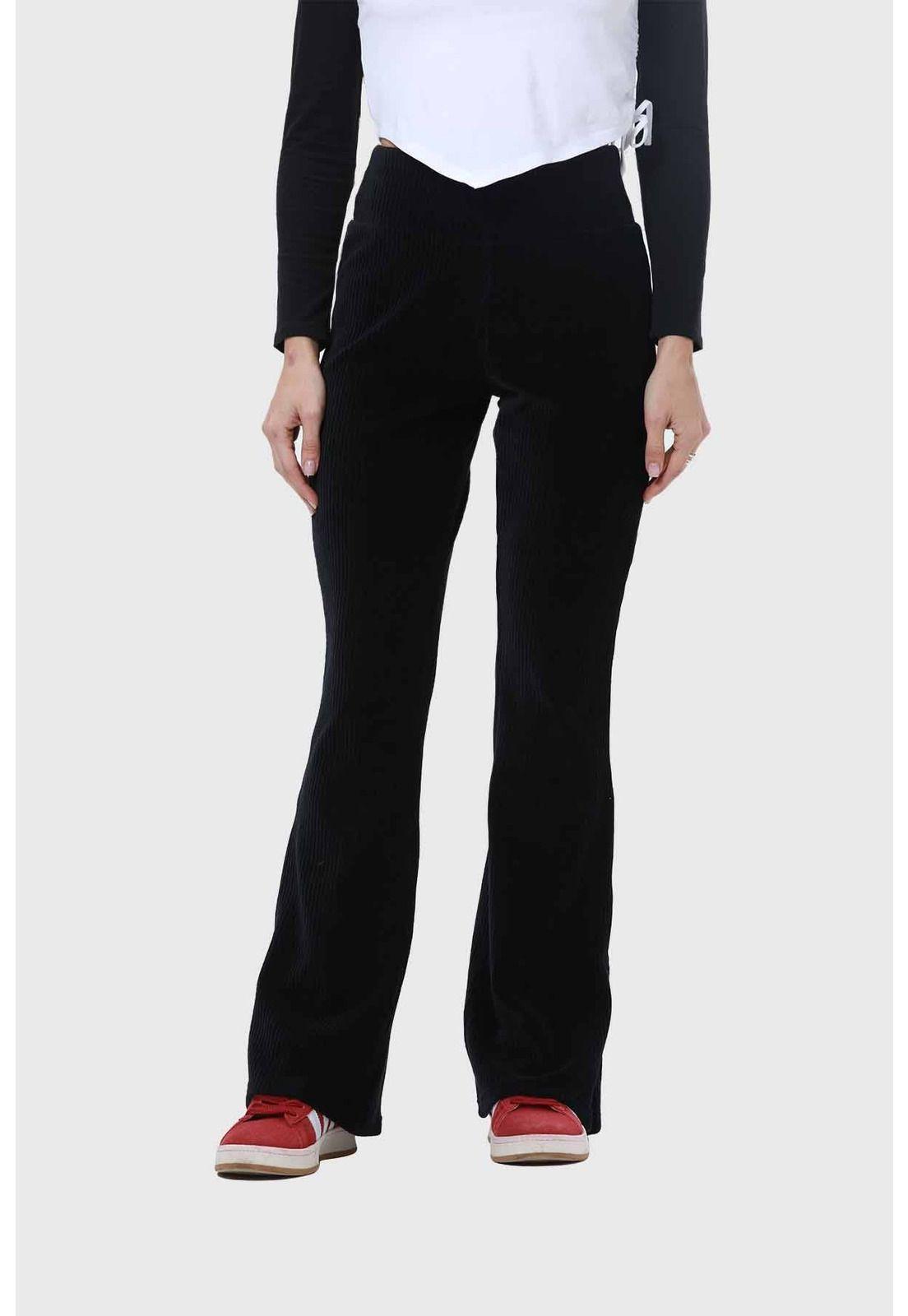 Pantalón Mujer Cotelón Negro-0