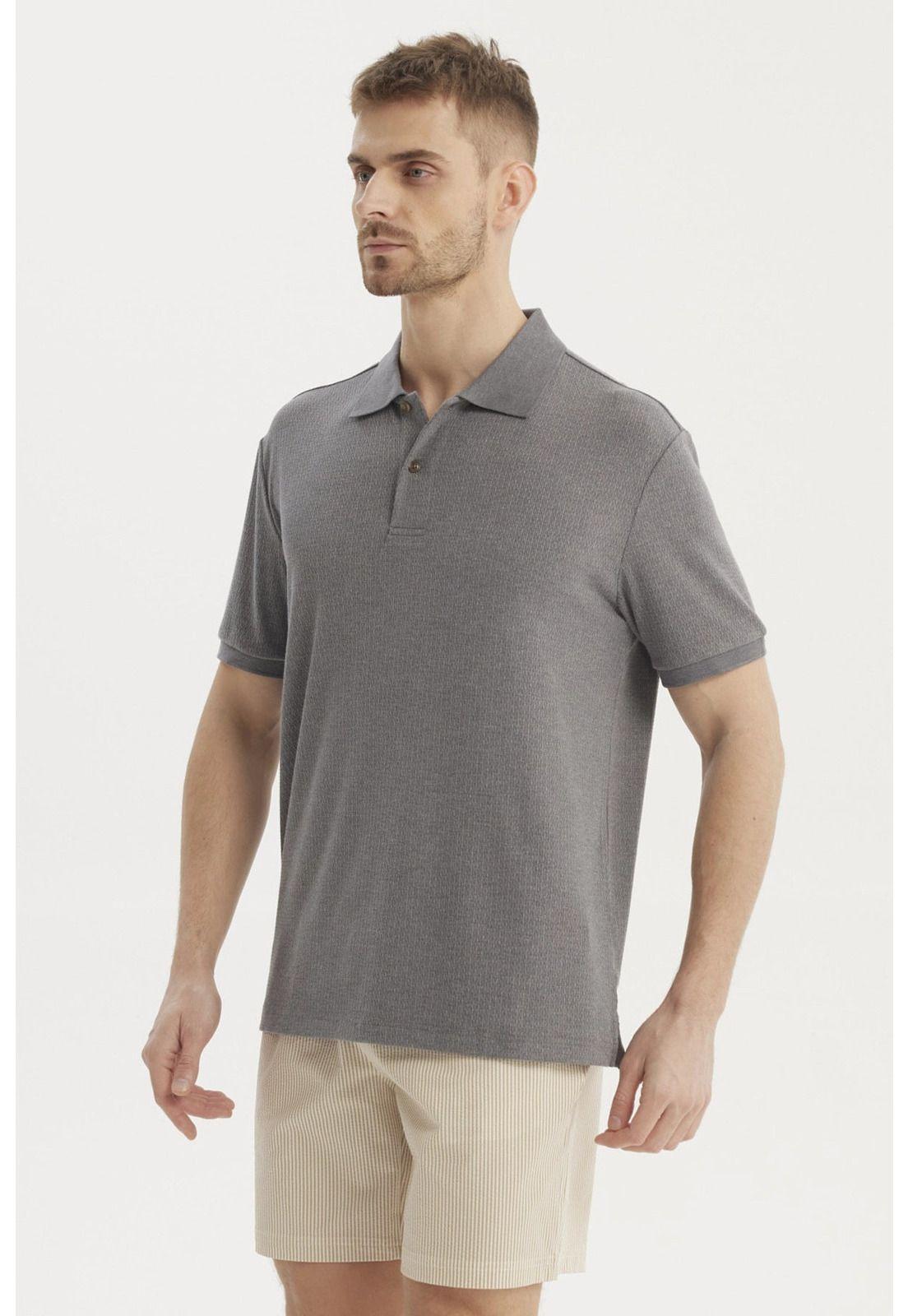 Polera Hombre Cuello Camisero Gris Oscuro-1