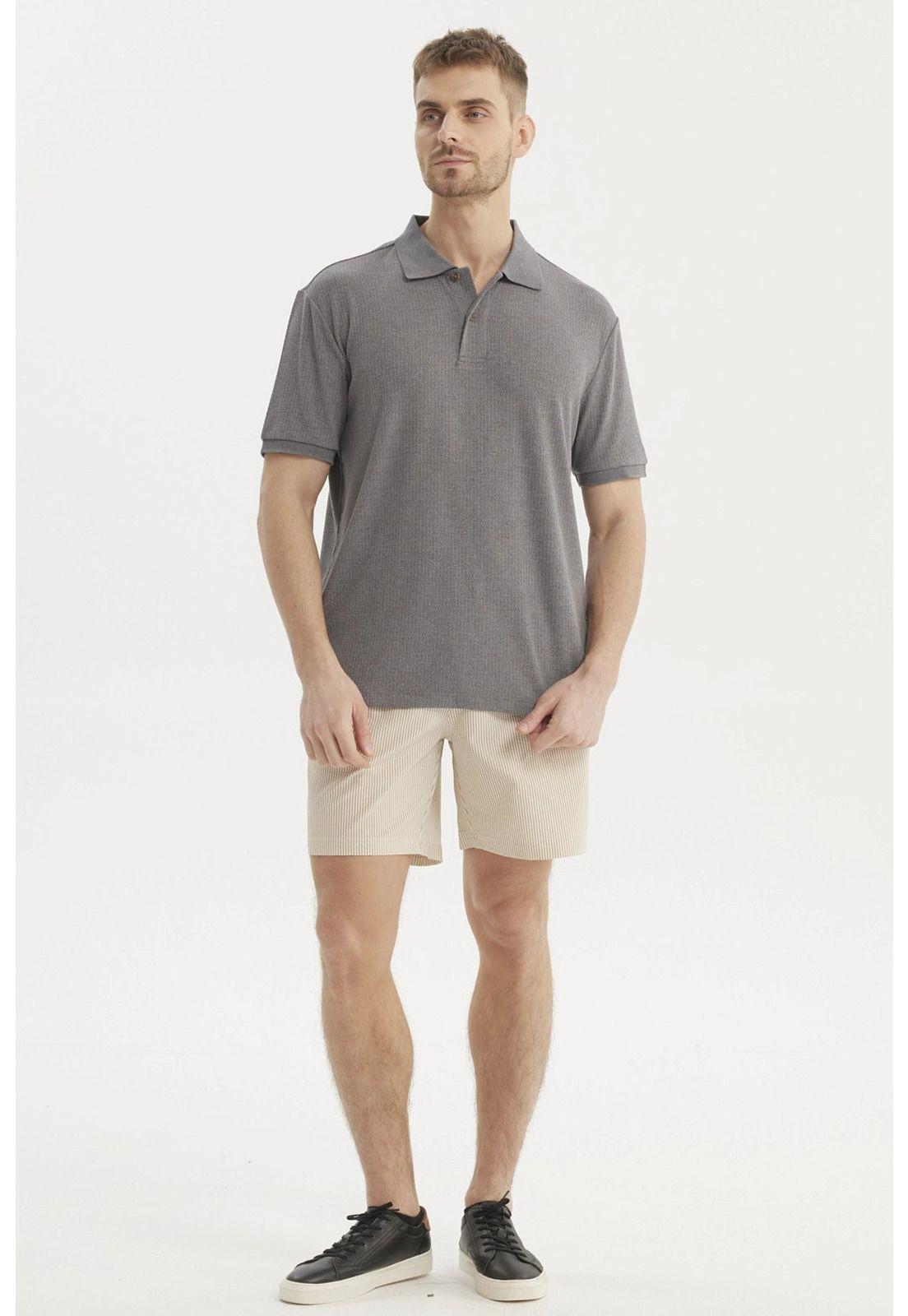 Polera Hombre Cuello Camisero Gris Oscuro-3