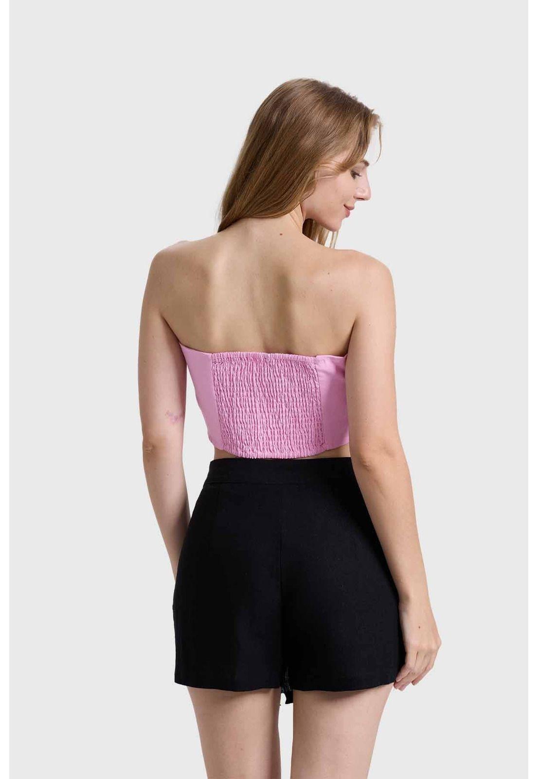 Blazer Mujer Strapless Rosado-2