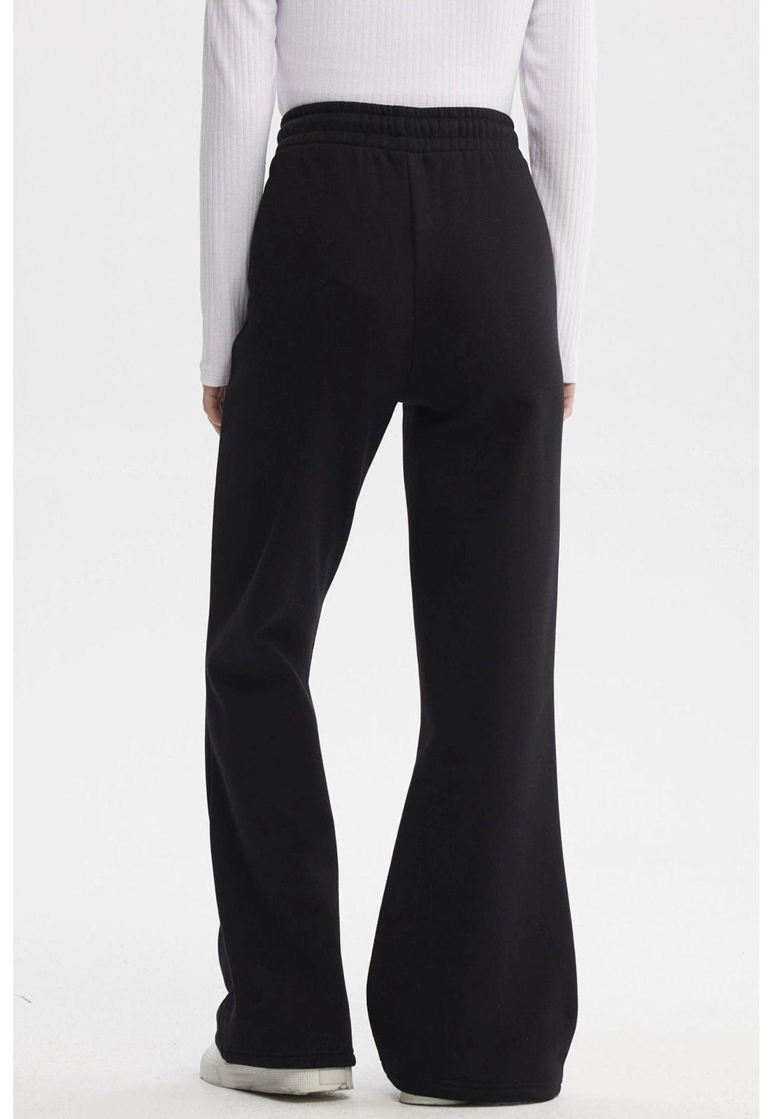 Pantalón Buzo Mujer Flare Corte Frontal Negro-2