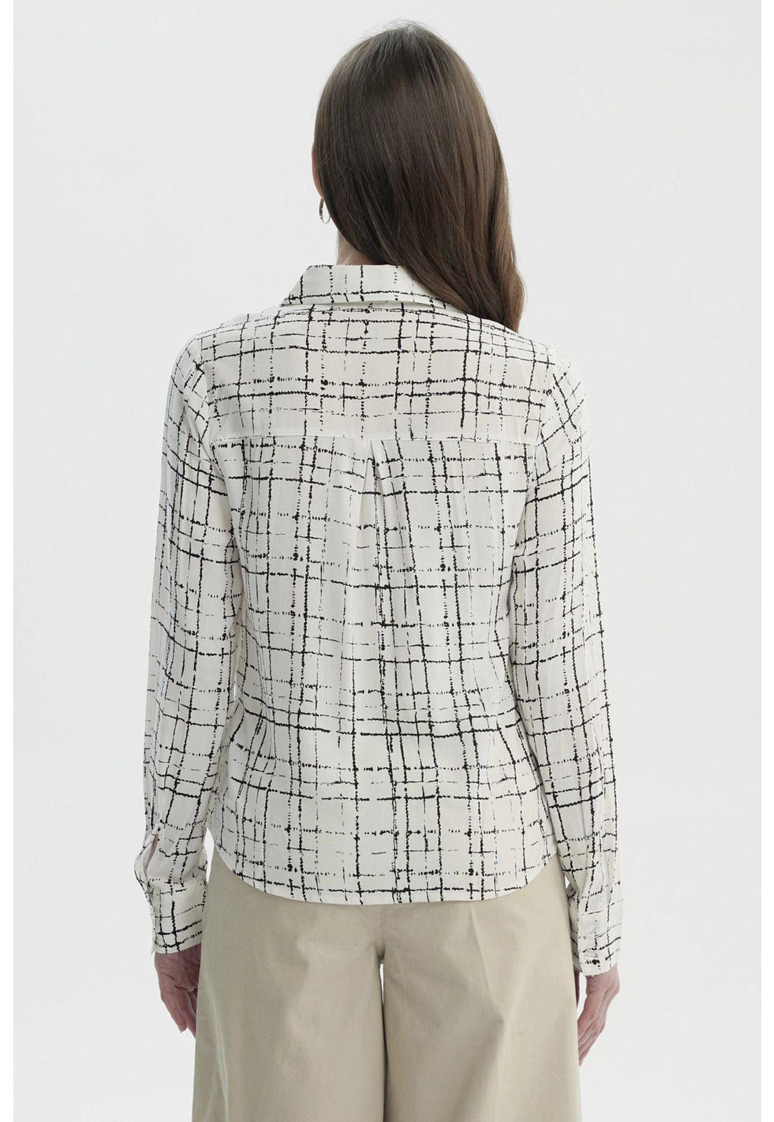 Blusa Mujer Cuello Camisero Y Diseño Crudo-2