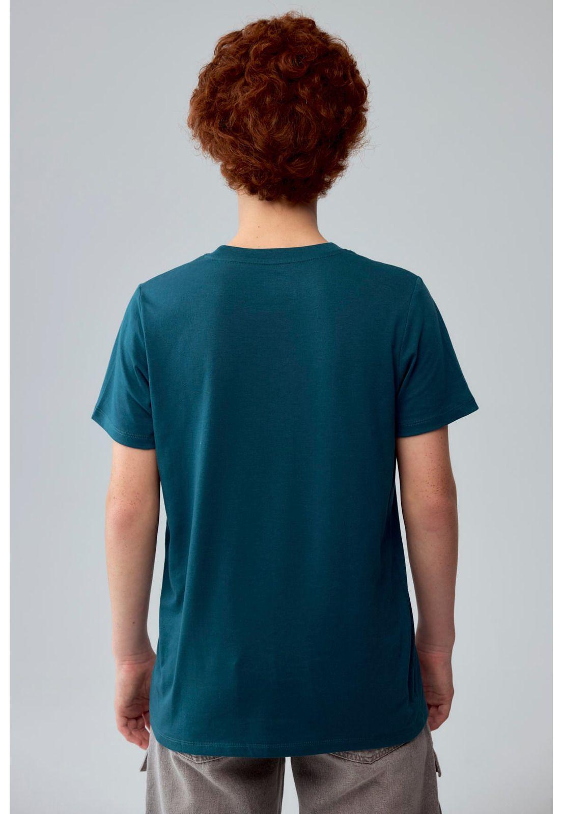 Polera Niño Básica Estampada Verde Oscuro-2