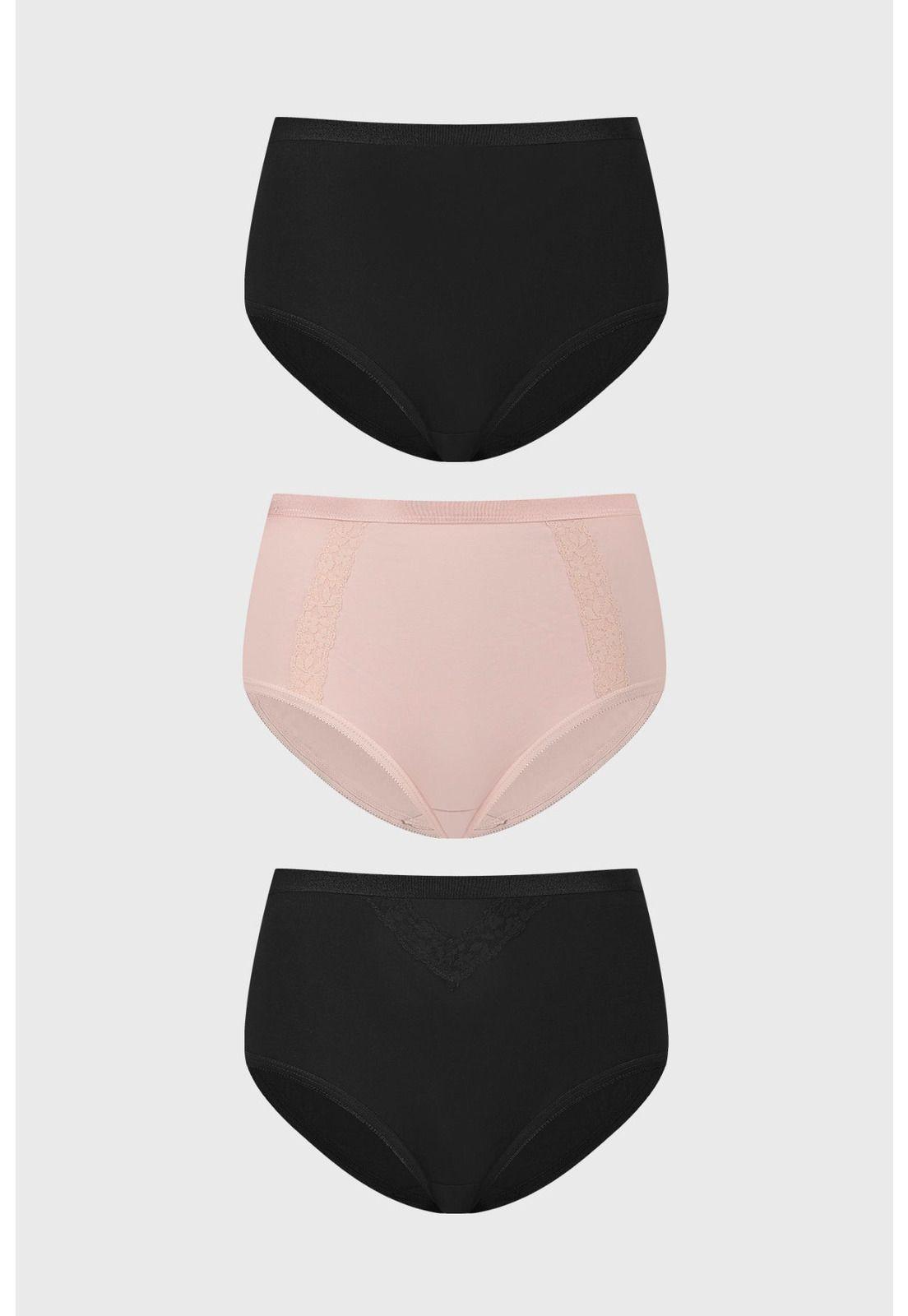 Calzón Mujer Tiro Alto Tripack Algodón Palo Rosa-0