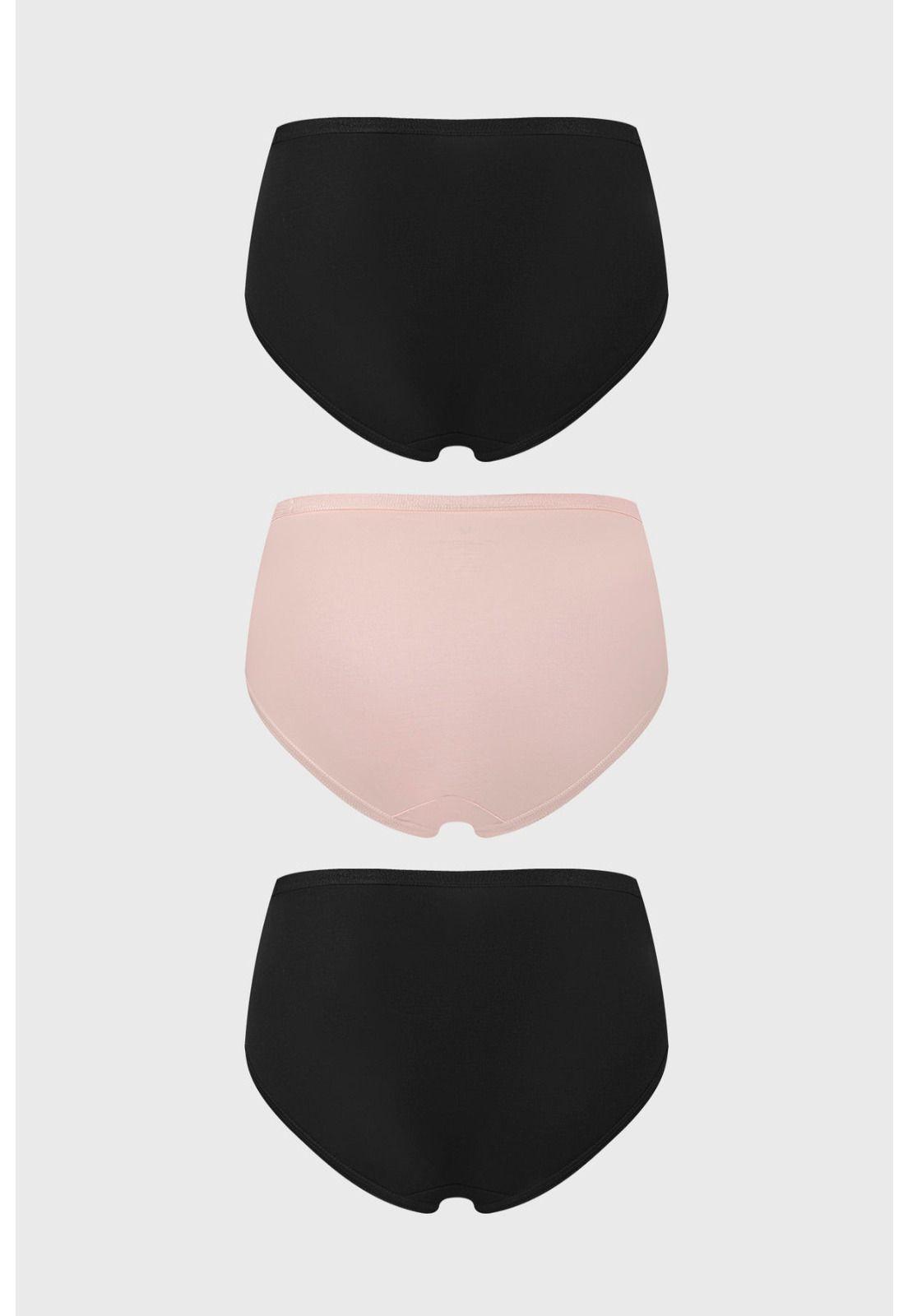 Calzón Mujer Tiro Alto Tripack Algodón Palo Rosa-1