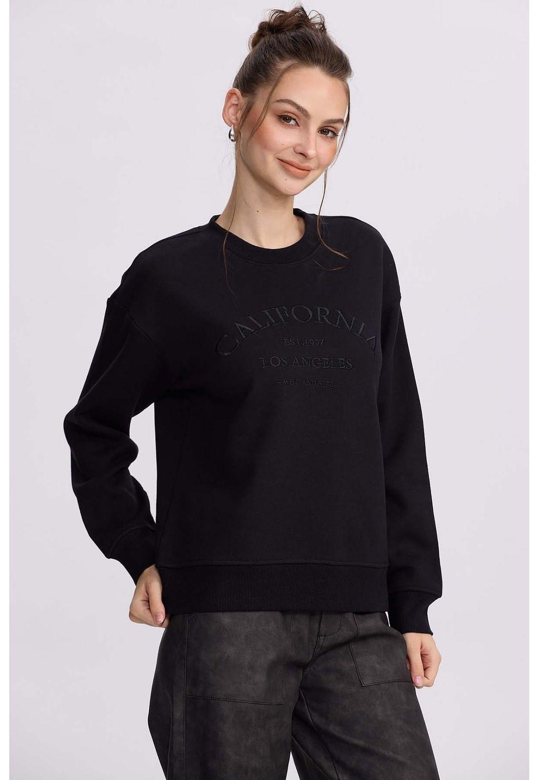 Polerón Mujer Oversize Bordado Negro-1