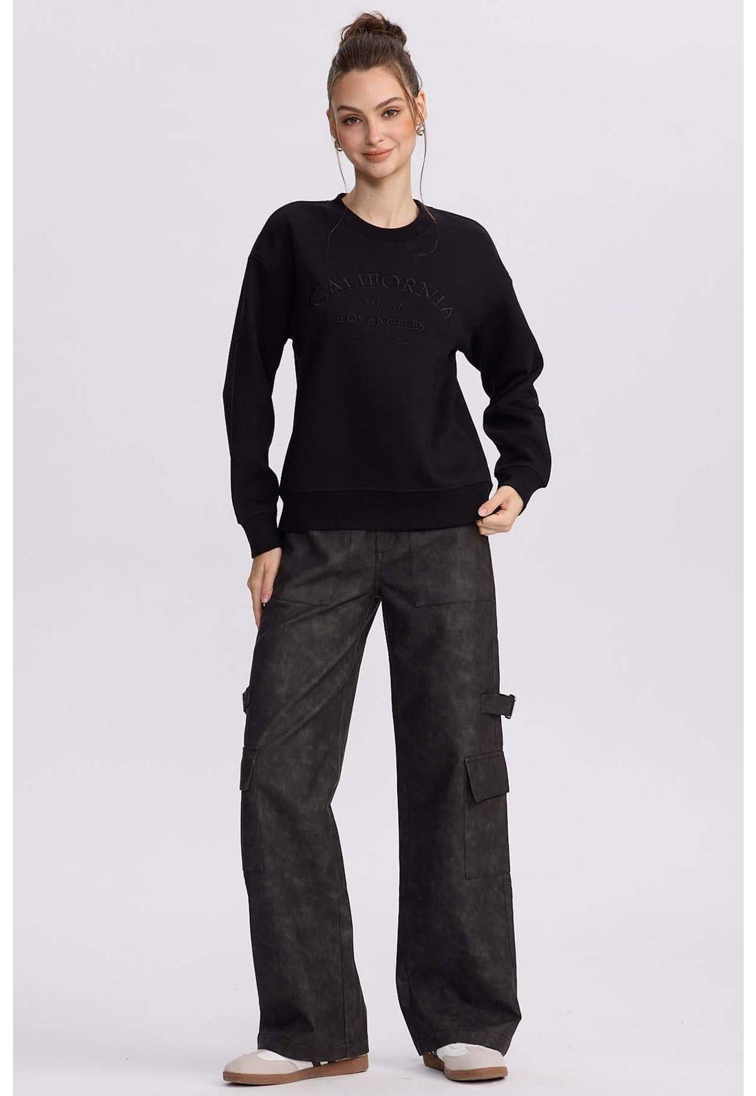 Polerón Mujer Oversize Bordado Negro-3