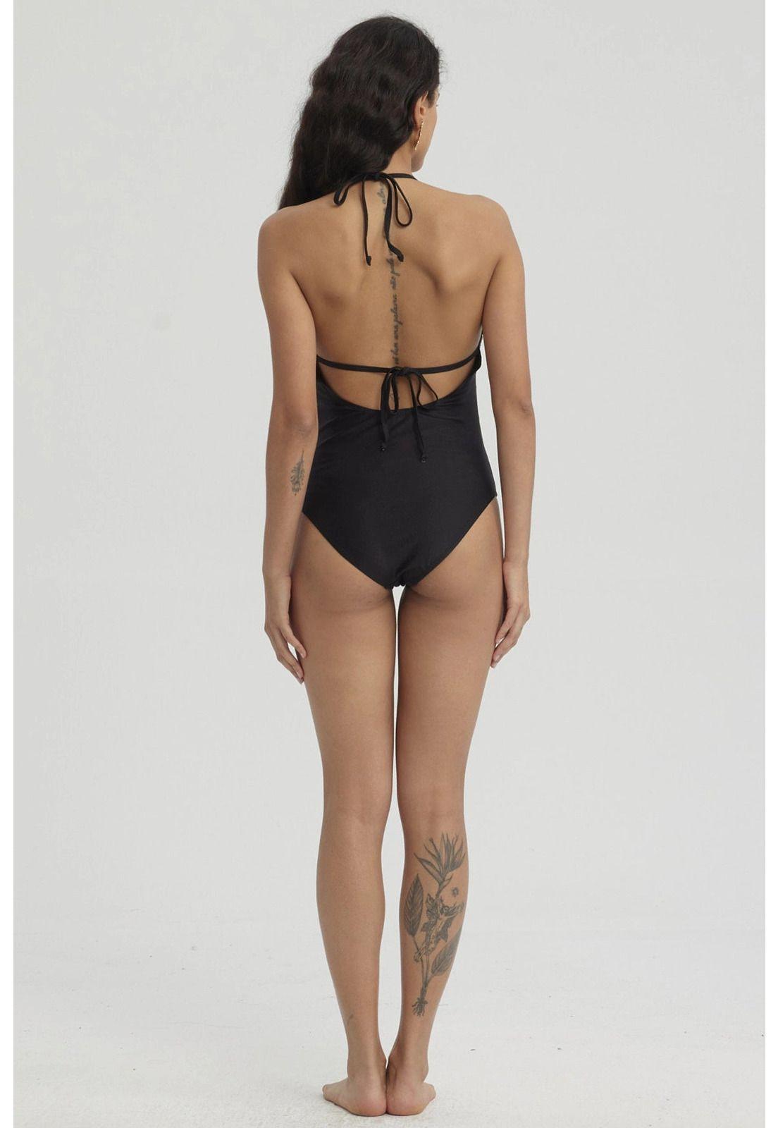 Traje De Baño Mujer Entero Amarra Negro - ll-2