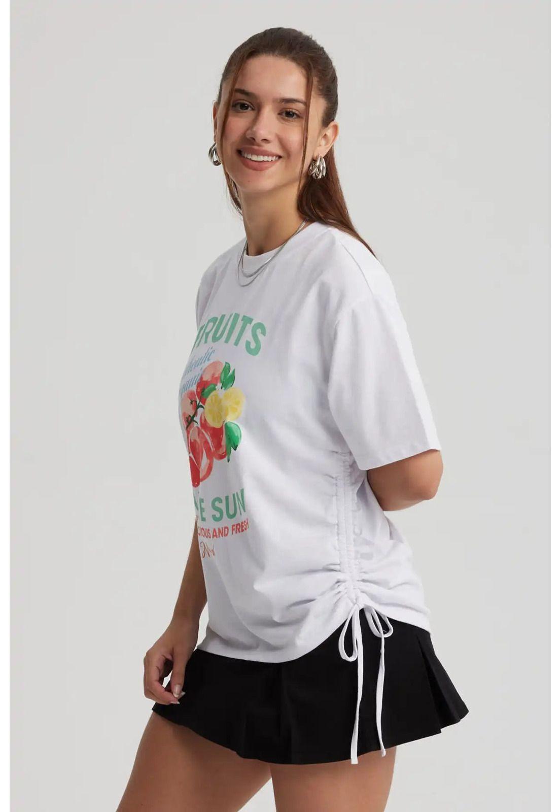 Polera Mujer Oversize Recogido Blanco-1