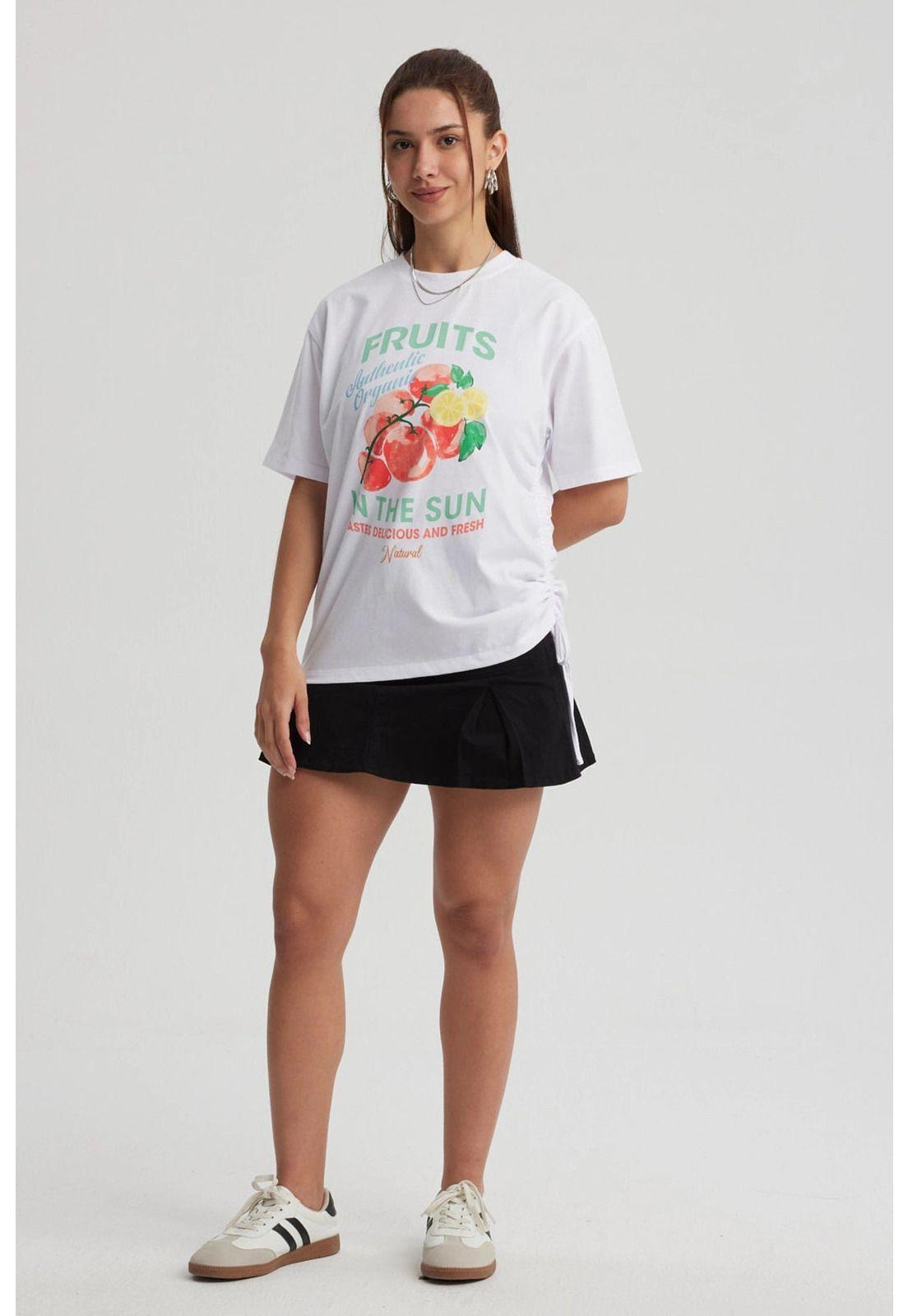 Polera Mujer Oversize Recogido Blanco-3