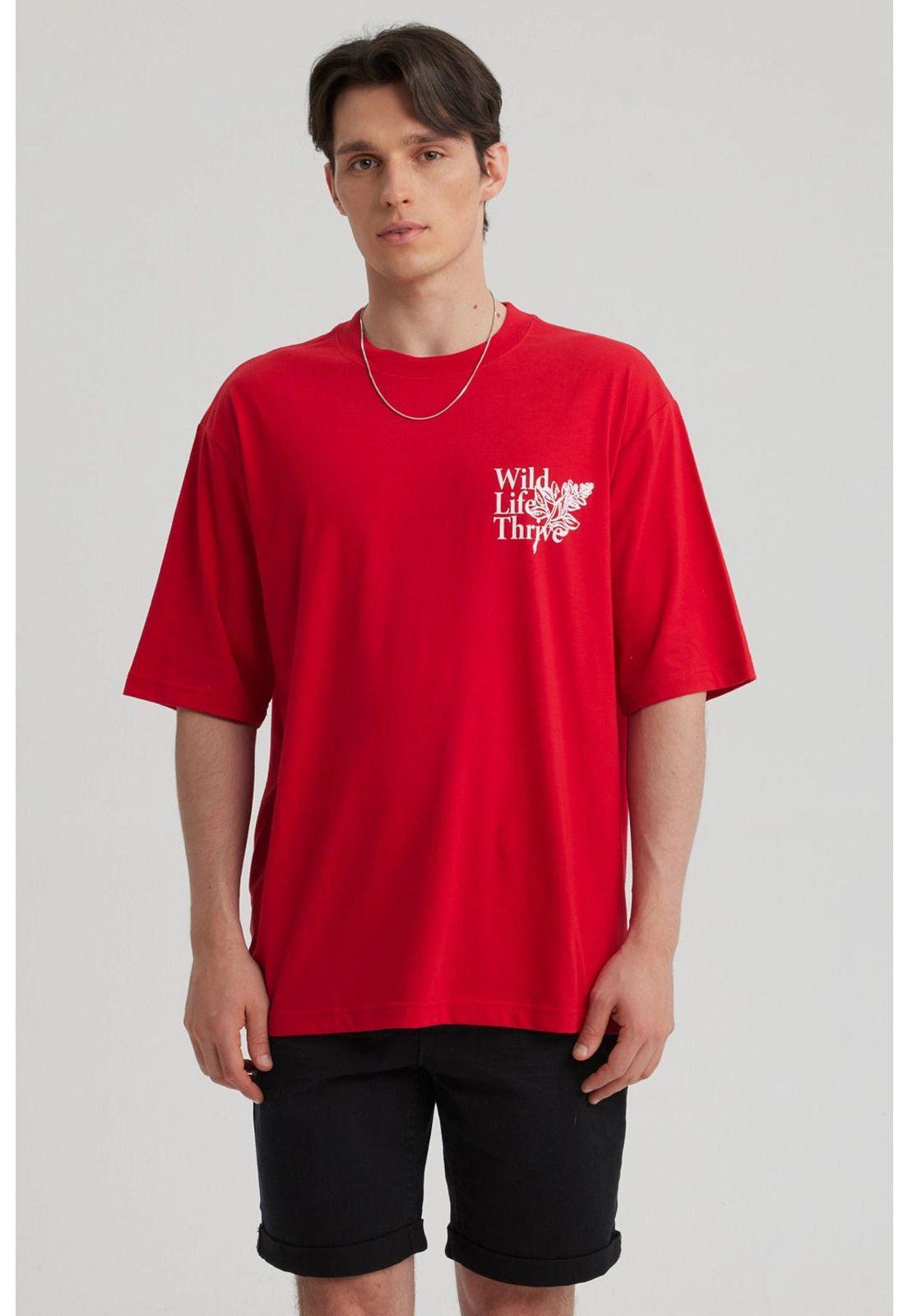 Polera Hombre Print Rojo - ll-0